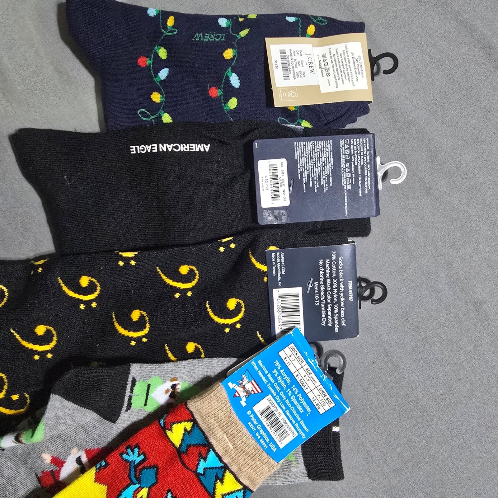 Multi Novelty Socks Bundle Mens One Size Multicolor Wolf Music Holiday Lizard