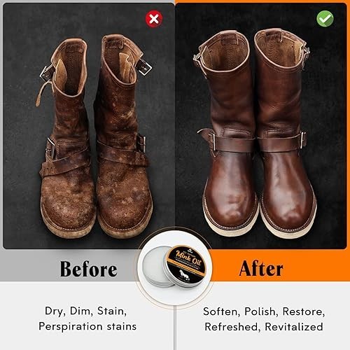 MEKER Mink Oil for Leather Boots, Leather Conditioner and Cleaner 3.52 oz-All-Na