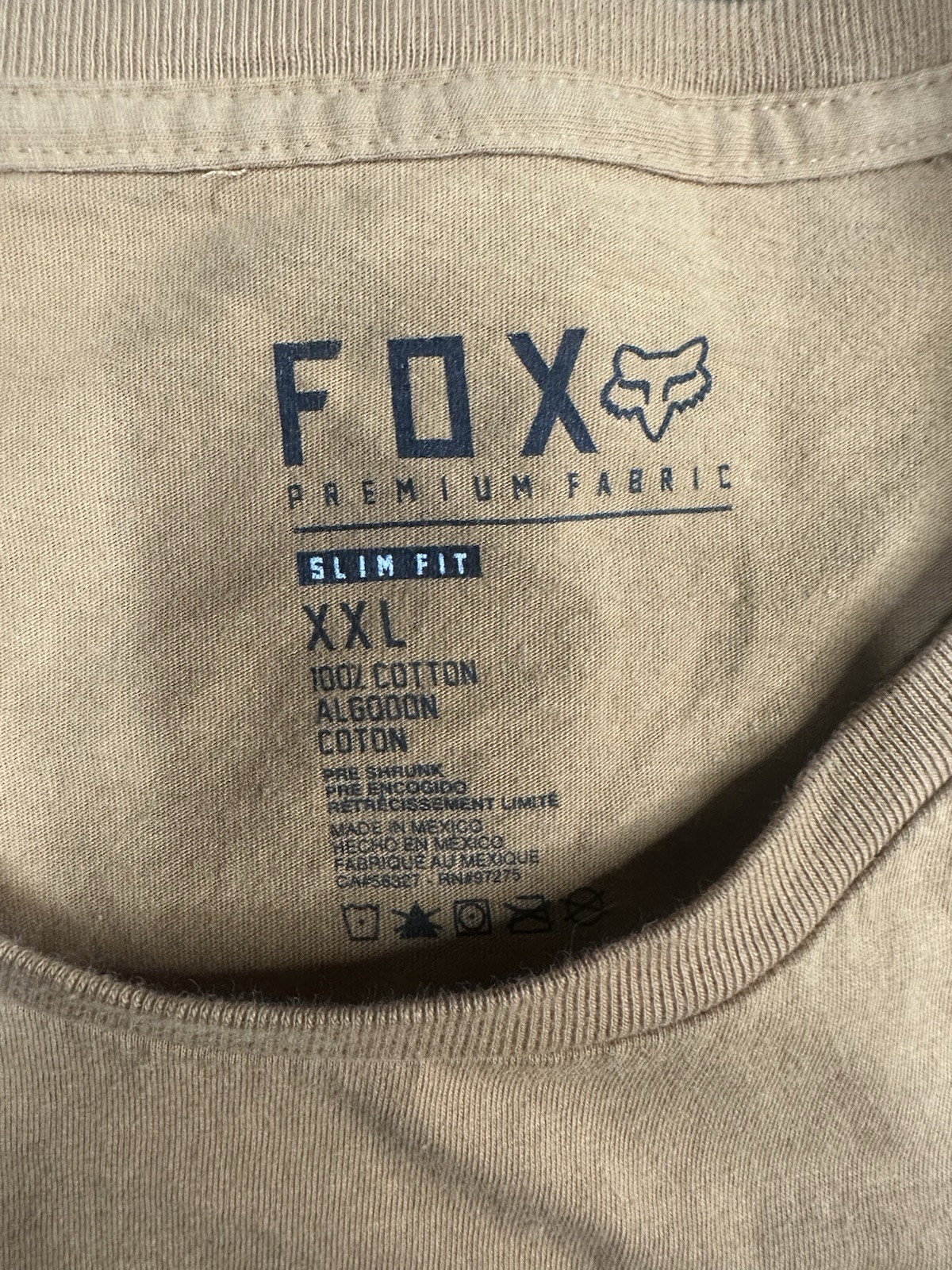 Fox Racing Graphic T Shirt XXL Tan Distressed Logo Moto MX Off Road Cotton Tee
