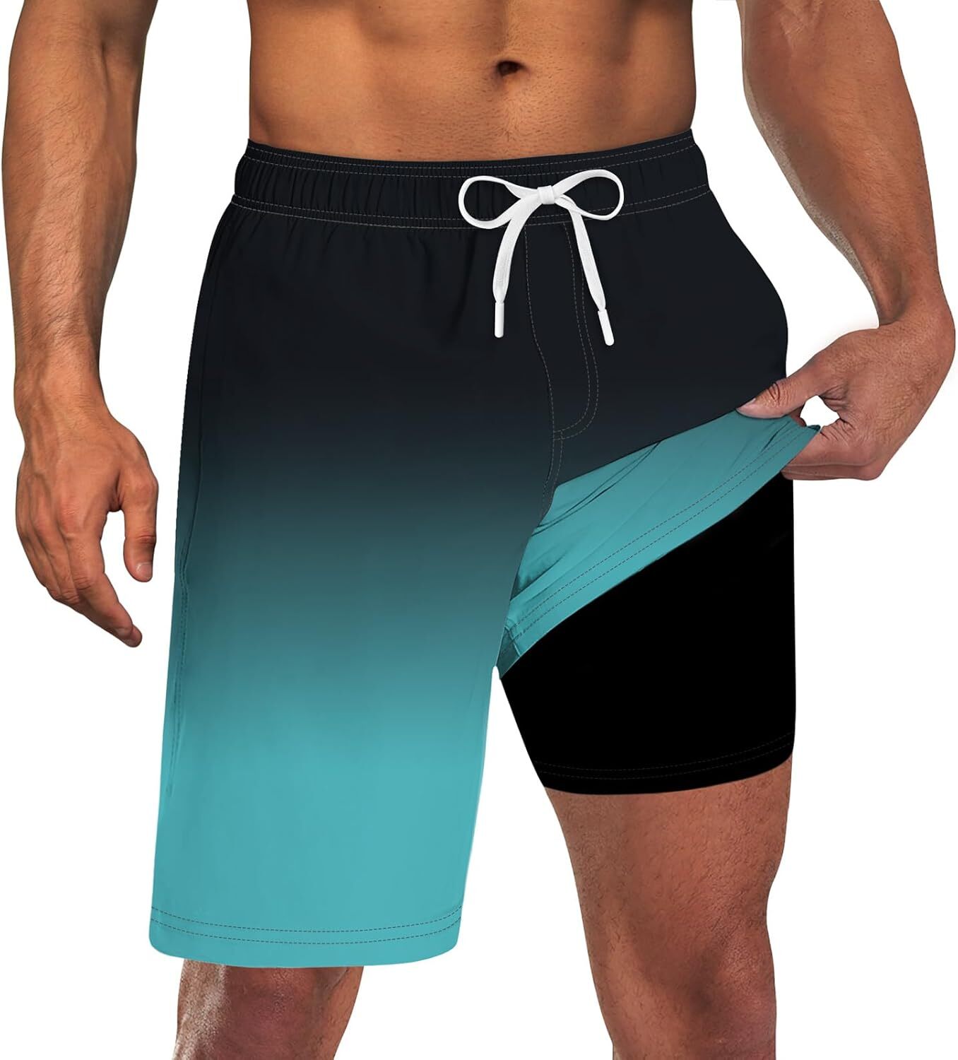 Mens Swim Trunks Quick Dry Compression Liner Pockets 9” Inseam M-3XL UPF 50+