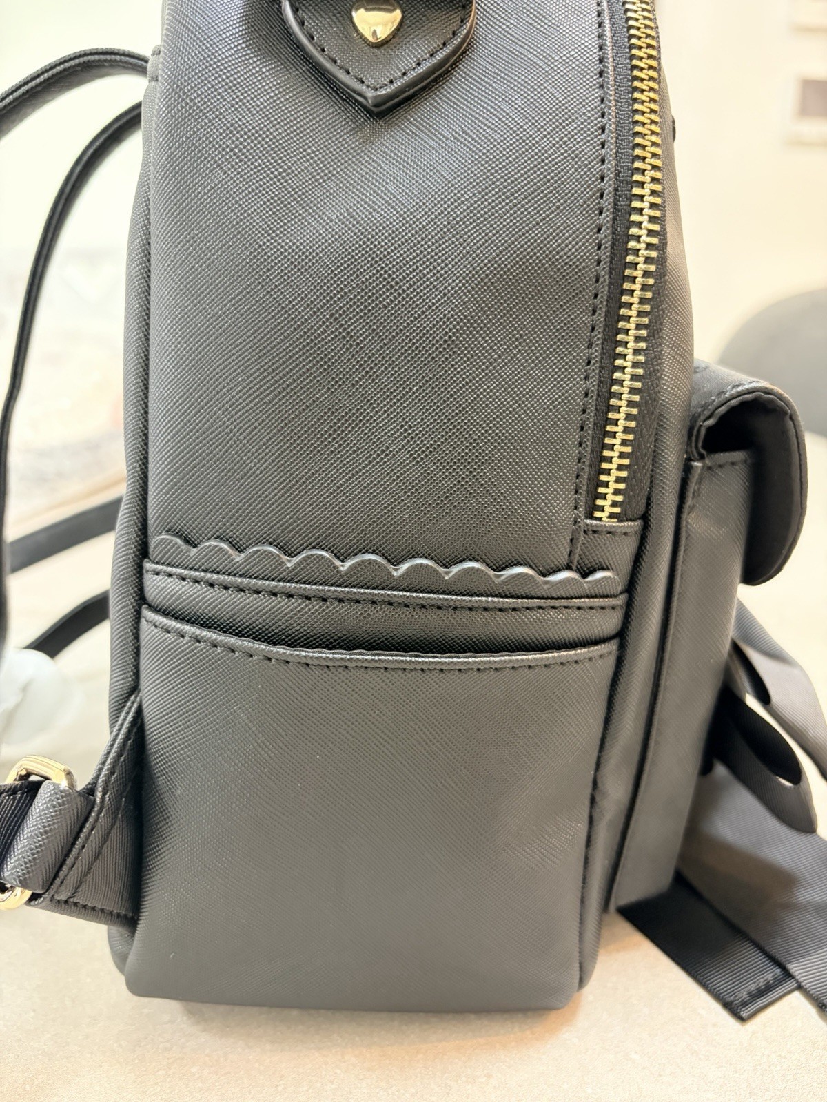 LIZ LISA Black Mini Backpack Ribbon Heart Charm Kawaii Japanese Fashion Bag