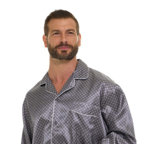 Mens Silk Satin Pajamas -PJ Set +CHECKER Pattern ”5 DAY DELIVERY – USA Seller”