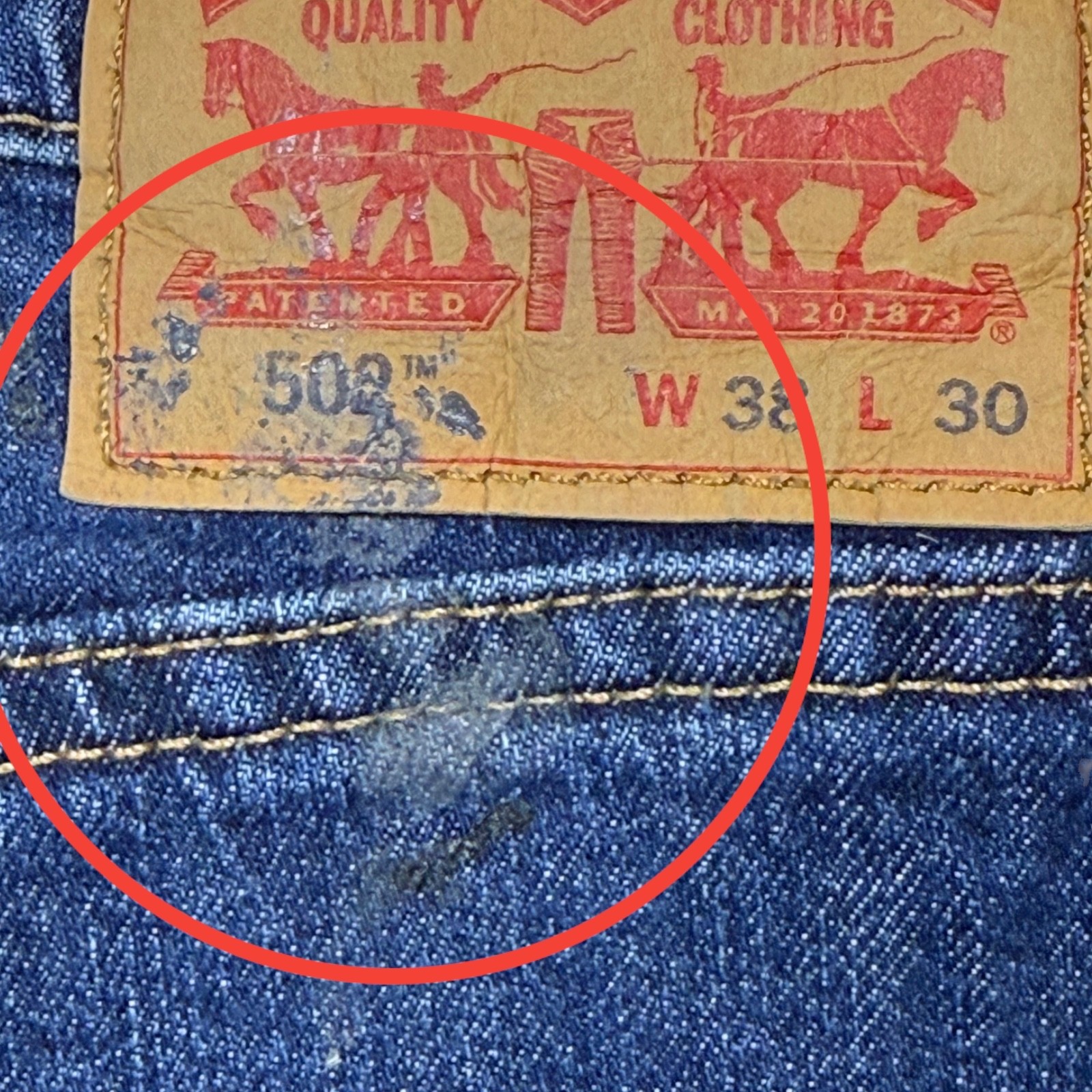 Levi’s 502 Blue Tapered Leg Regular Fit Zip Fly Men’s Jeans Size 38W 28L