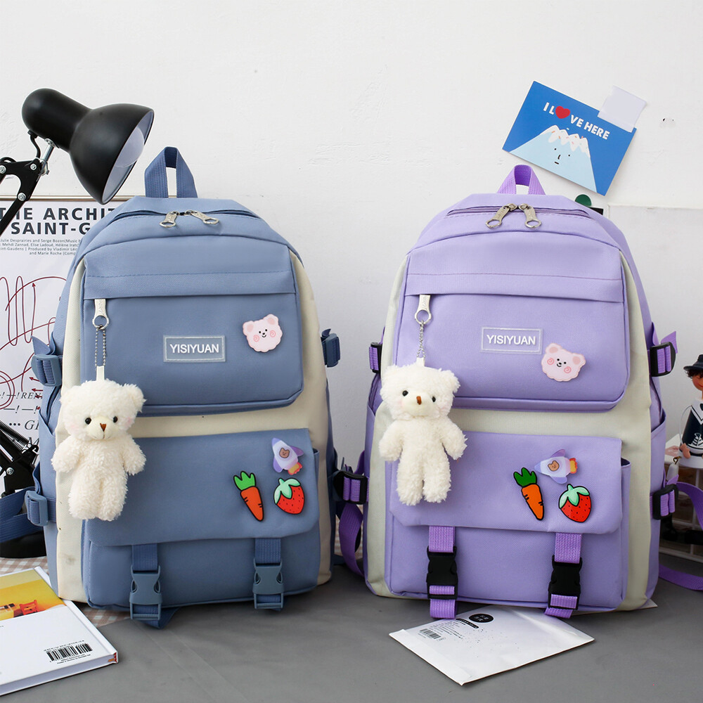 5pcs Backpack Set for School Teens Girls Daypack Cute Trendy Large Shoulder Bag