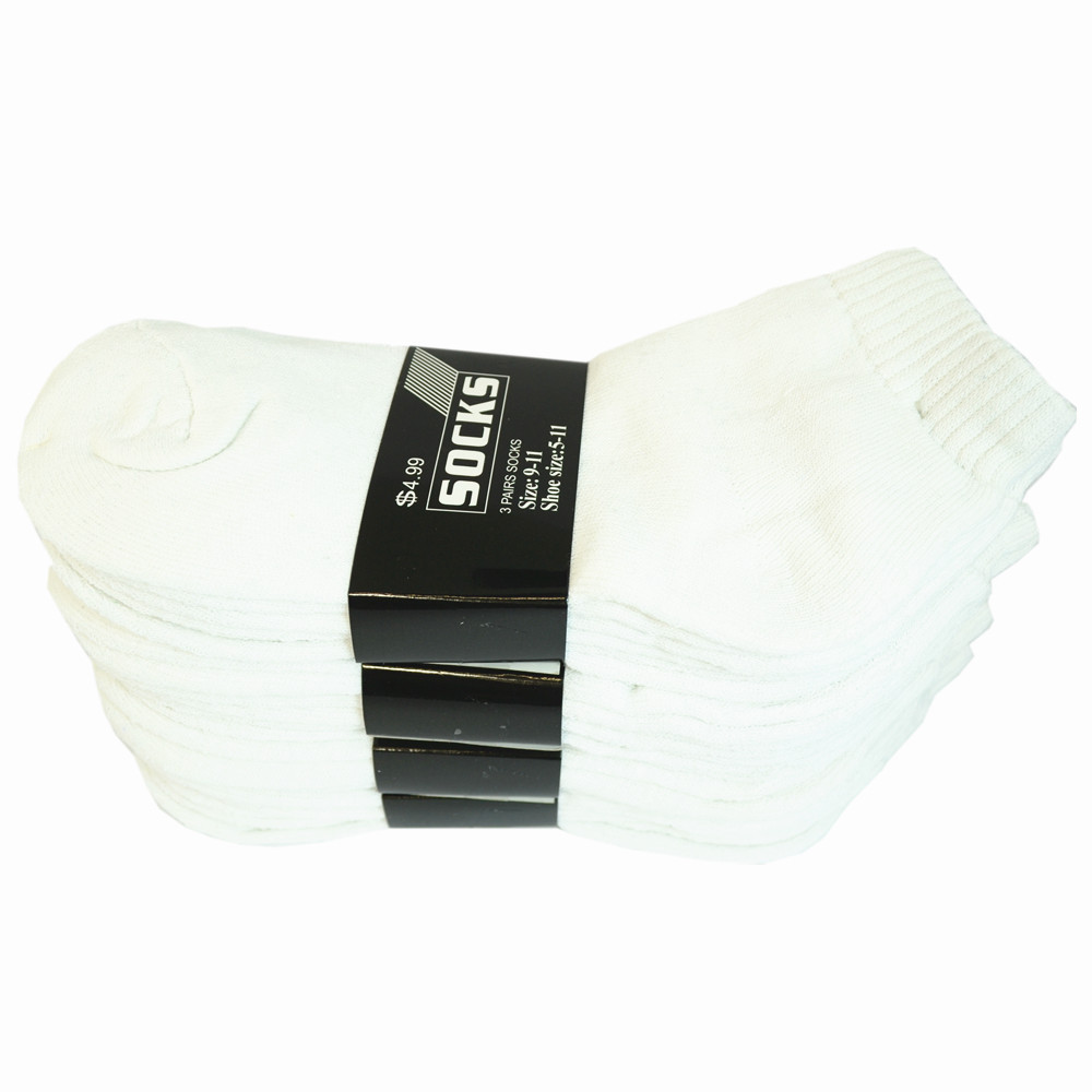 White 6 Pairs Mens Ankle Quarter Crew Sports Socks Cotton Low Cut Size 10-13