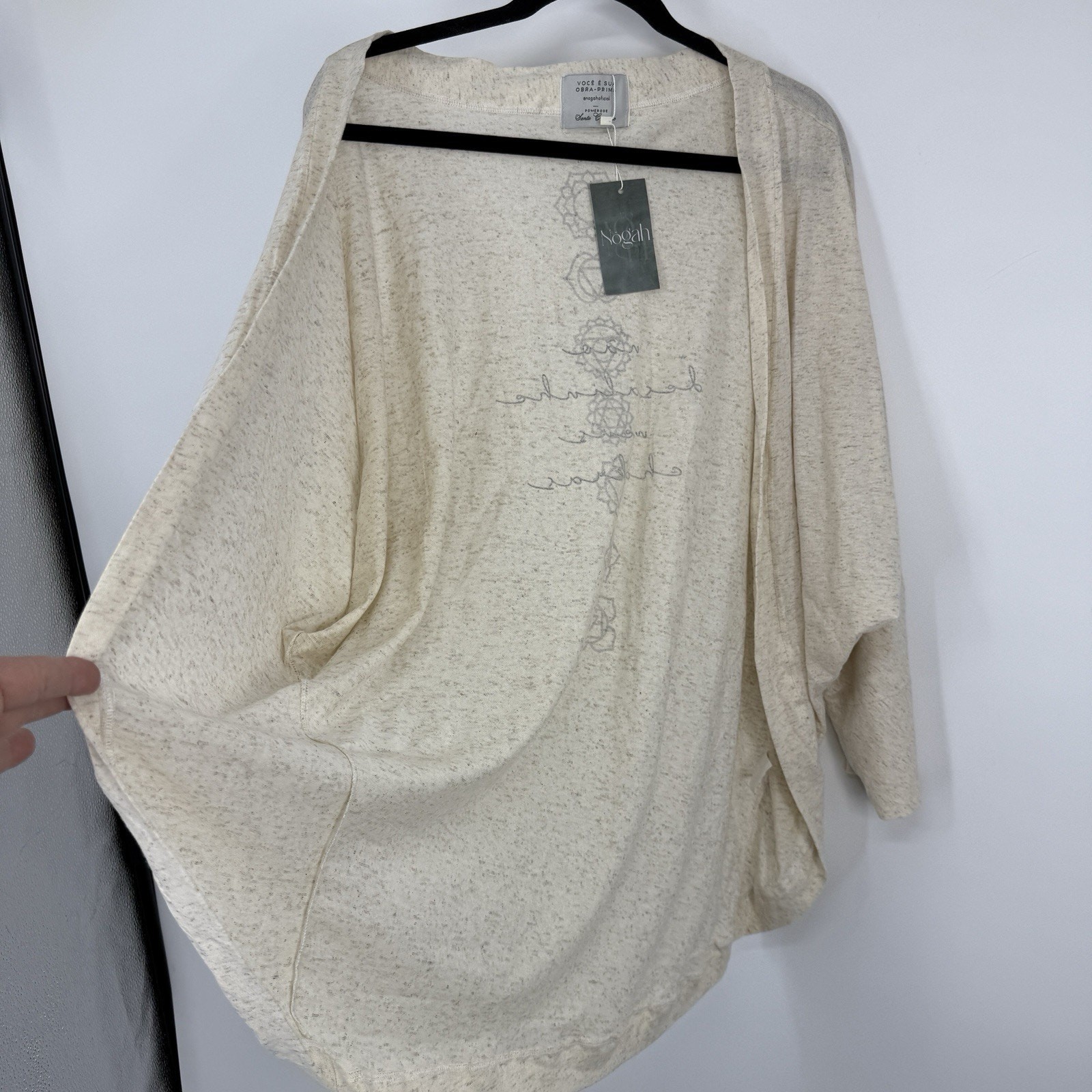 Nogah Chakras Kimono Top O/S Natural Ivory Linen Blend NEW Art to wear