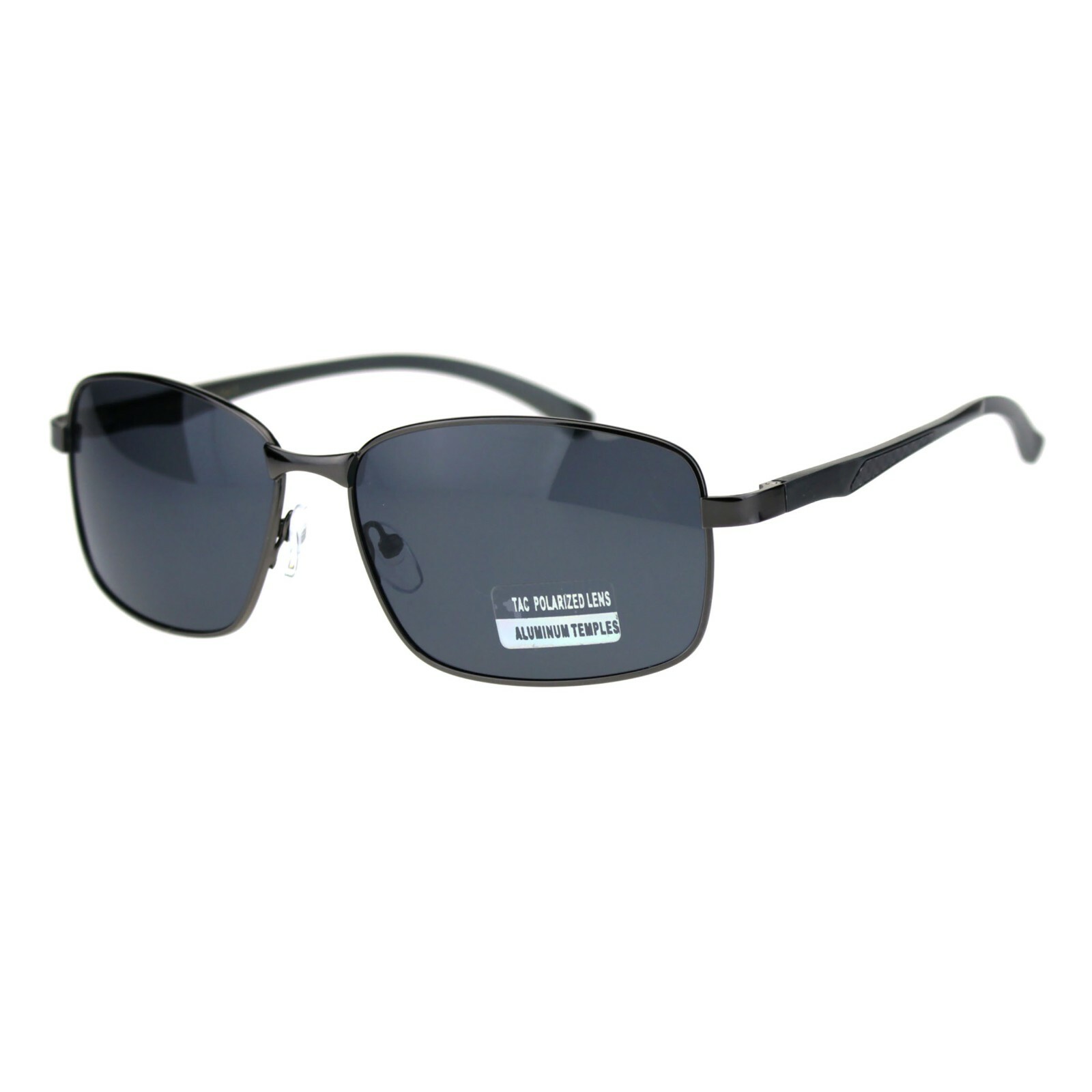 TAC Polarized Lens Mens Rectangular Sunglasses Aluminum Temple Spring Hinge