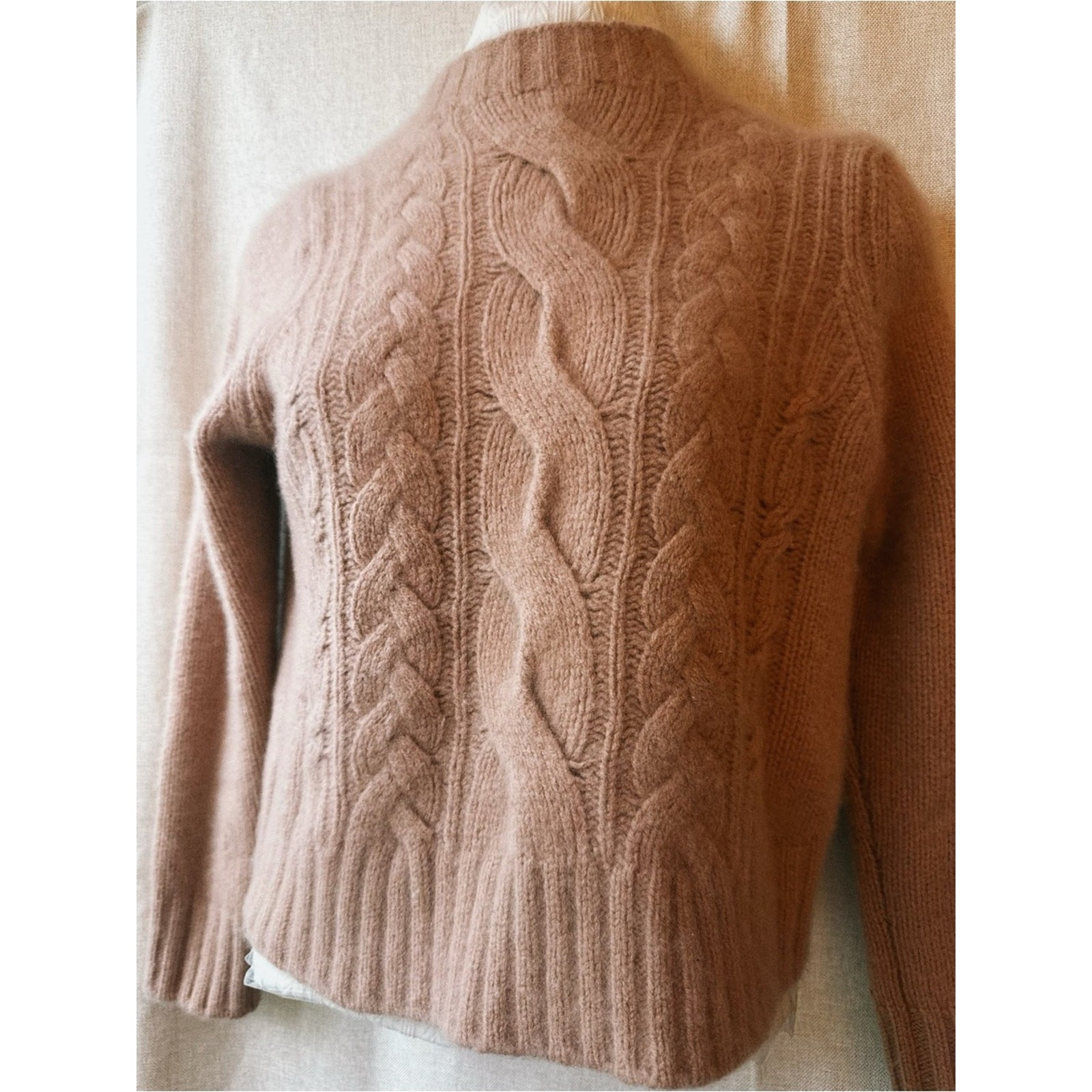 🌸🤍 Vince • Rosewood Cloud • Dusty Blush Pink • Fuzzy Cable Knit Mock Neck