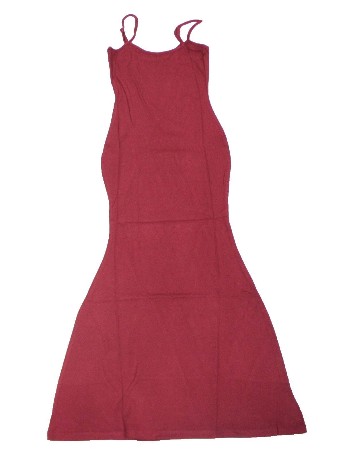 WeColor Red Ribbed Adjustable Spaghetti Strap Midi Bodycon Dress Size Medium