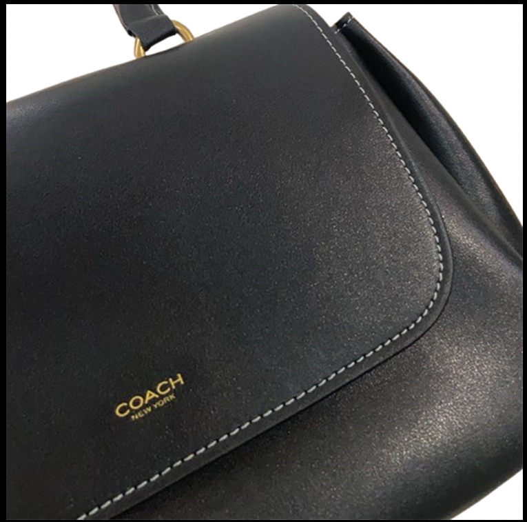 COACH CCC39 Slouchy Rogue Top Handle Bag 39 Natural Grain Leather Black Outlet