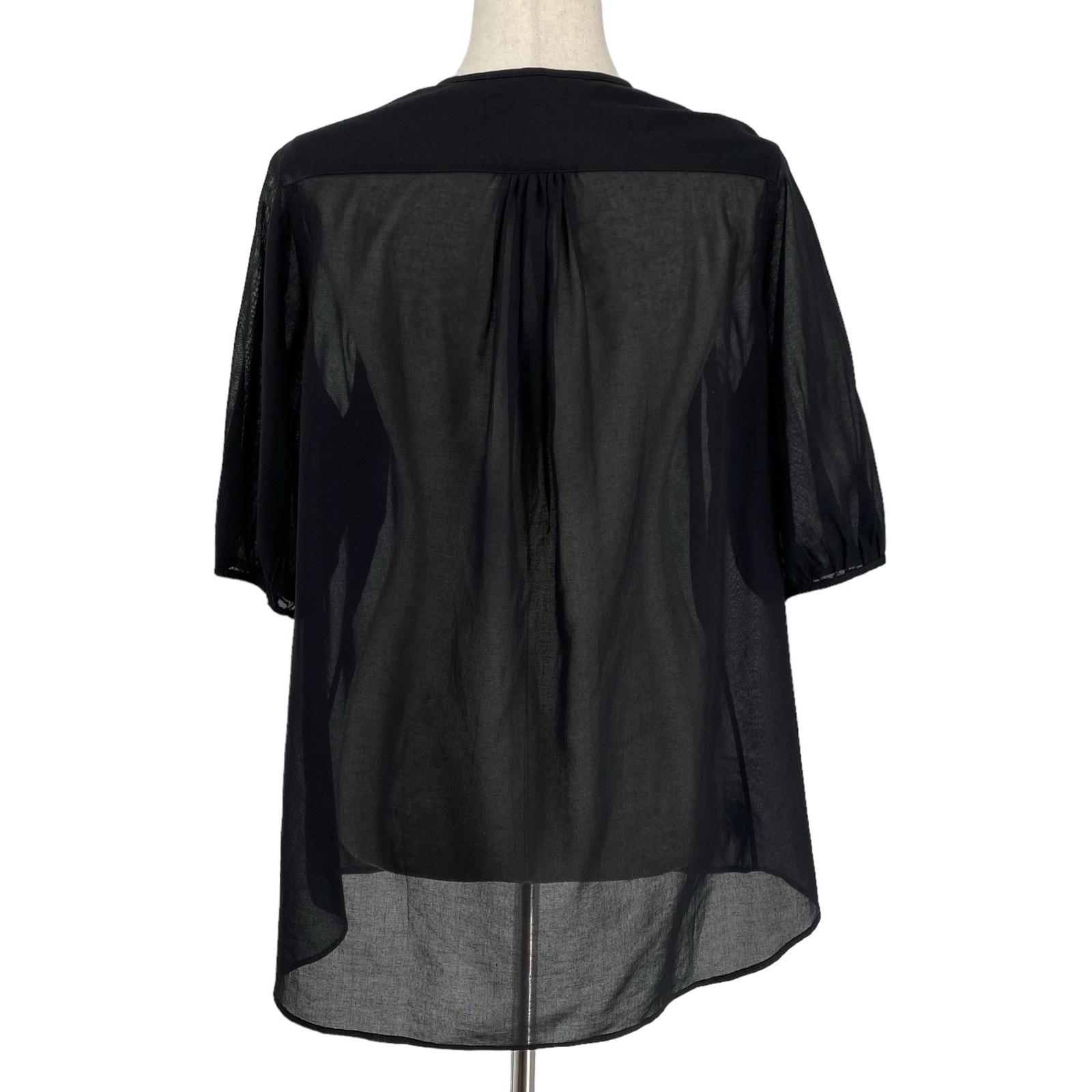 Jussara Lee Slow Fashion Black Sheer Blouse OS Minimalist Sustainable Quality