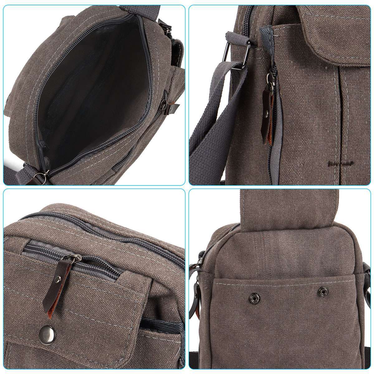 Men’s Canvas Crossbody Bag Phone Tablet Messenger Shoulder Bag Casual Tote Pouch