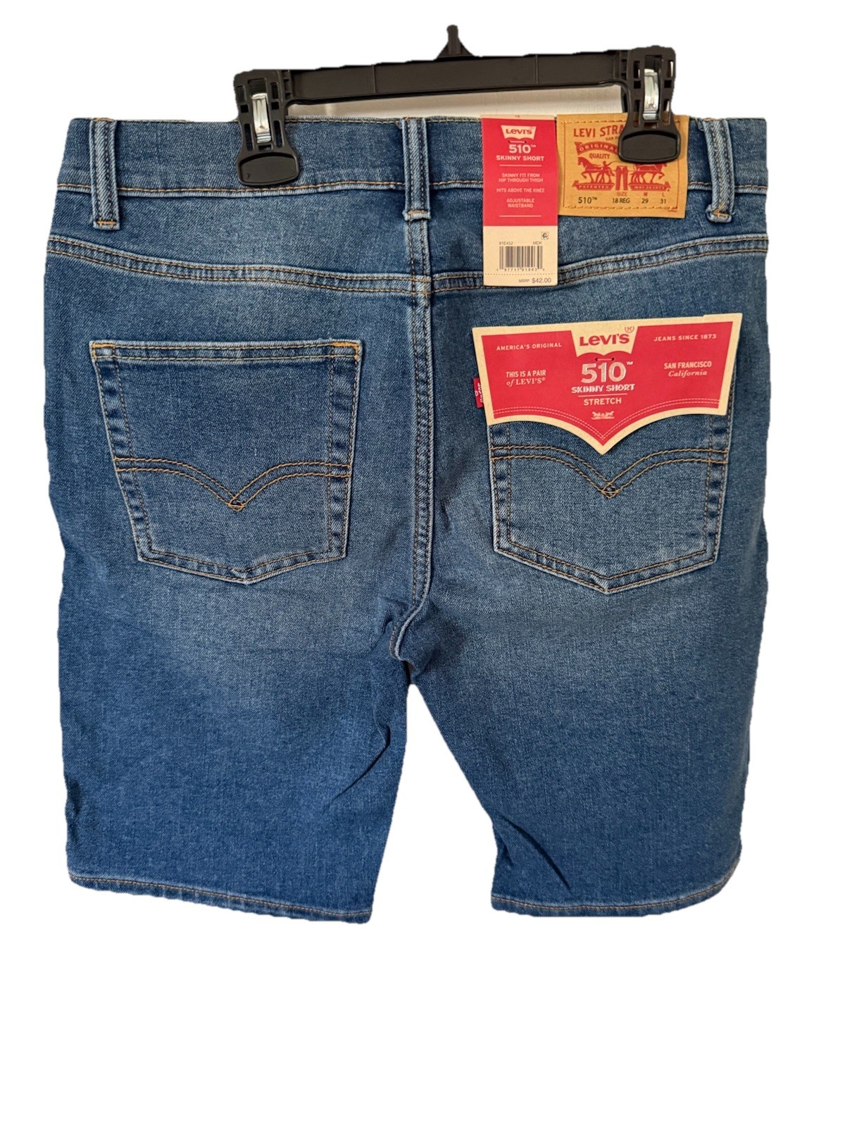 Levi’s 510 Shorts Boys 18 Regular Blue Jean Stretch Adjustable Waist Jorts NWT