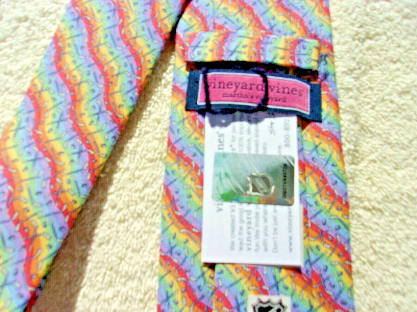 NWT Vineyard Vines men’s silk tie, NHL, Hockey, multi color, 57 in. length
