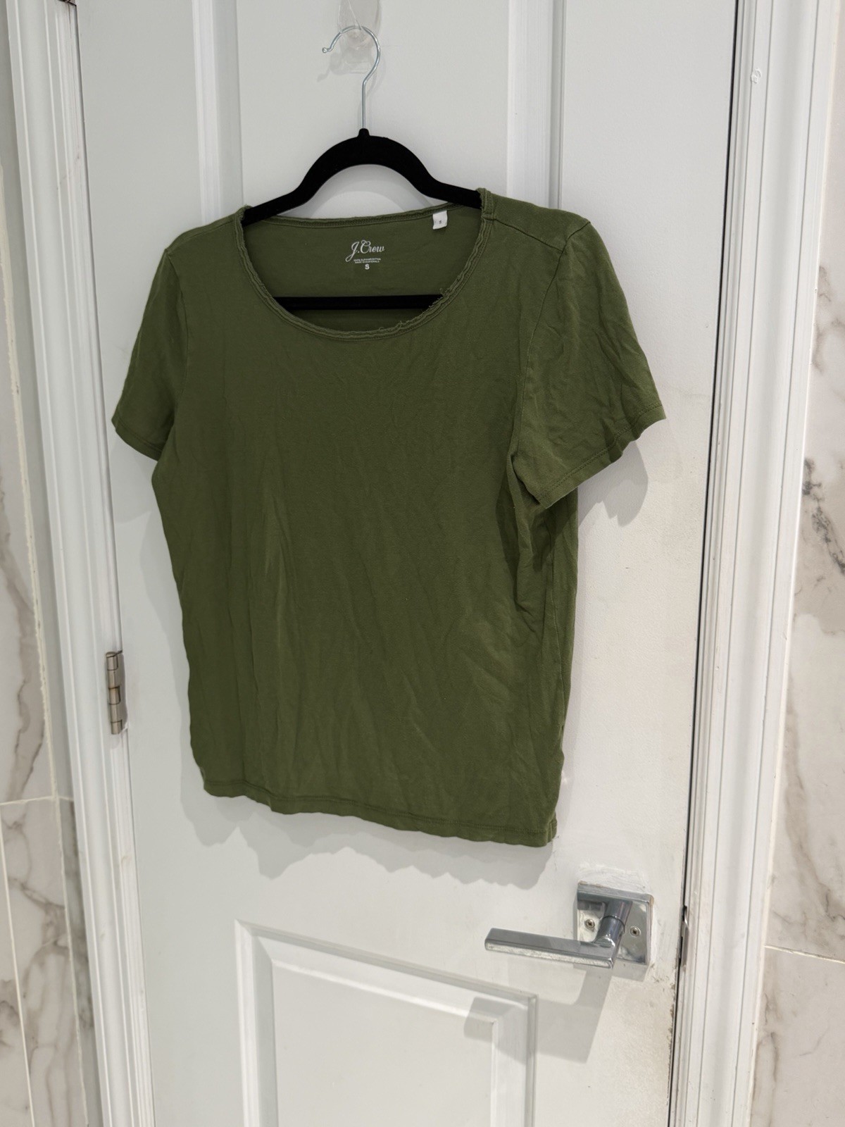 J.Crew Womens Green Crewneck Slub Cotton Classic Tee T-Shirt Size Small