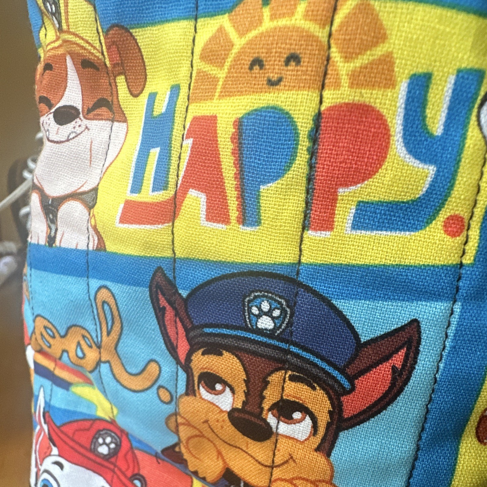 Paw Patrol handmade quilted Tote Bag, Bow Accent, button, Lined, Pockets