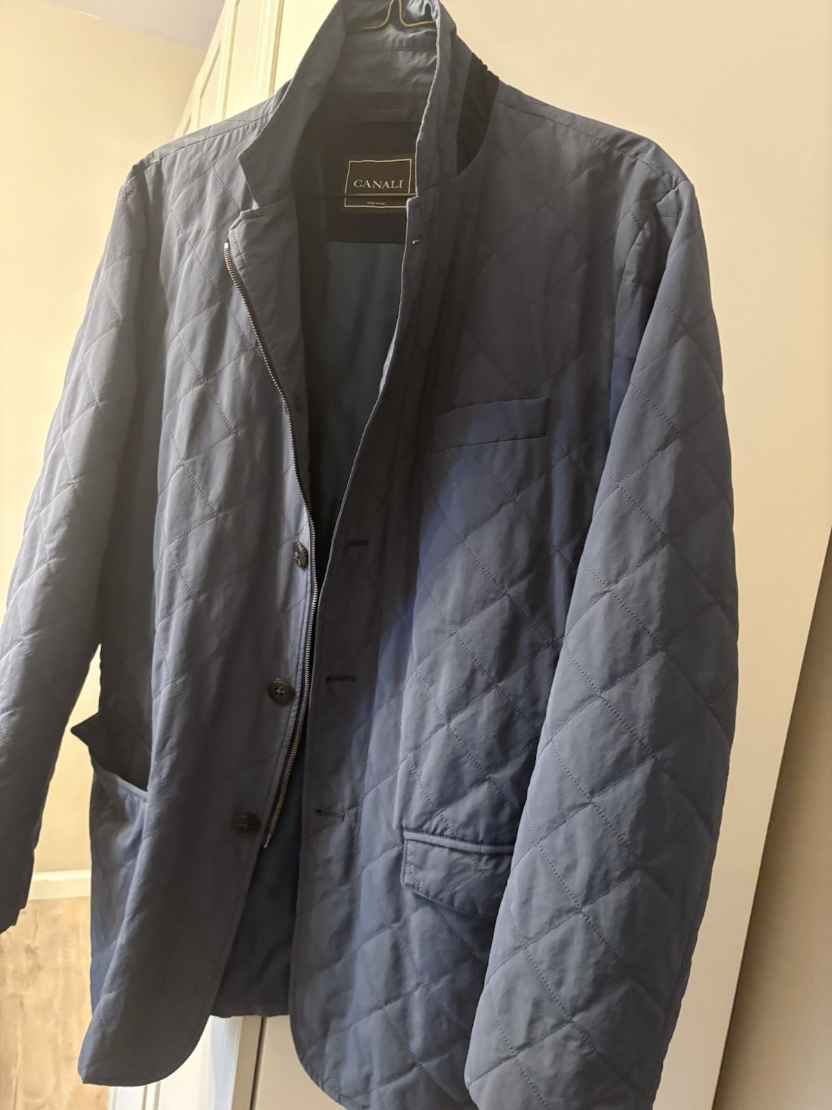 Canali Coat Men Size 54 Overcoat Insulated Button Zip Lined Made In Italy