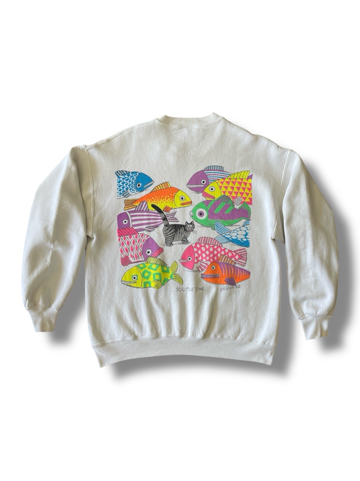Vintage Crazy Shirt B Kliban Cat So Many Fish So Little Time Sweatshirt Size L