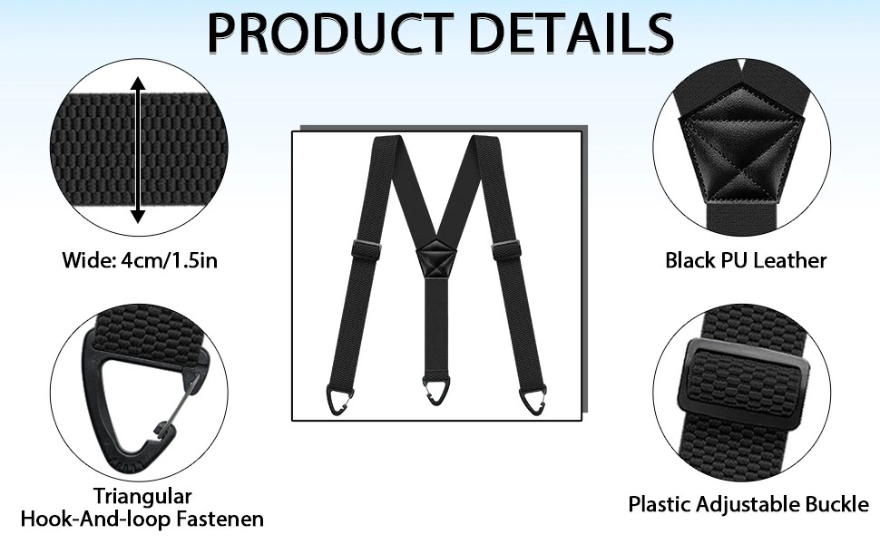 Heavy Duty Elastic Suspenders for Men Trouser Pants Braces Strap Work Belt