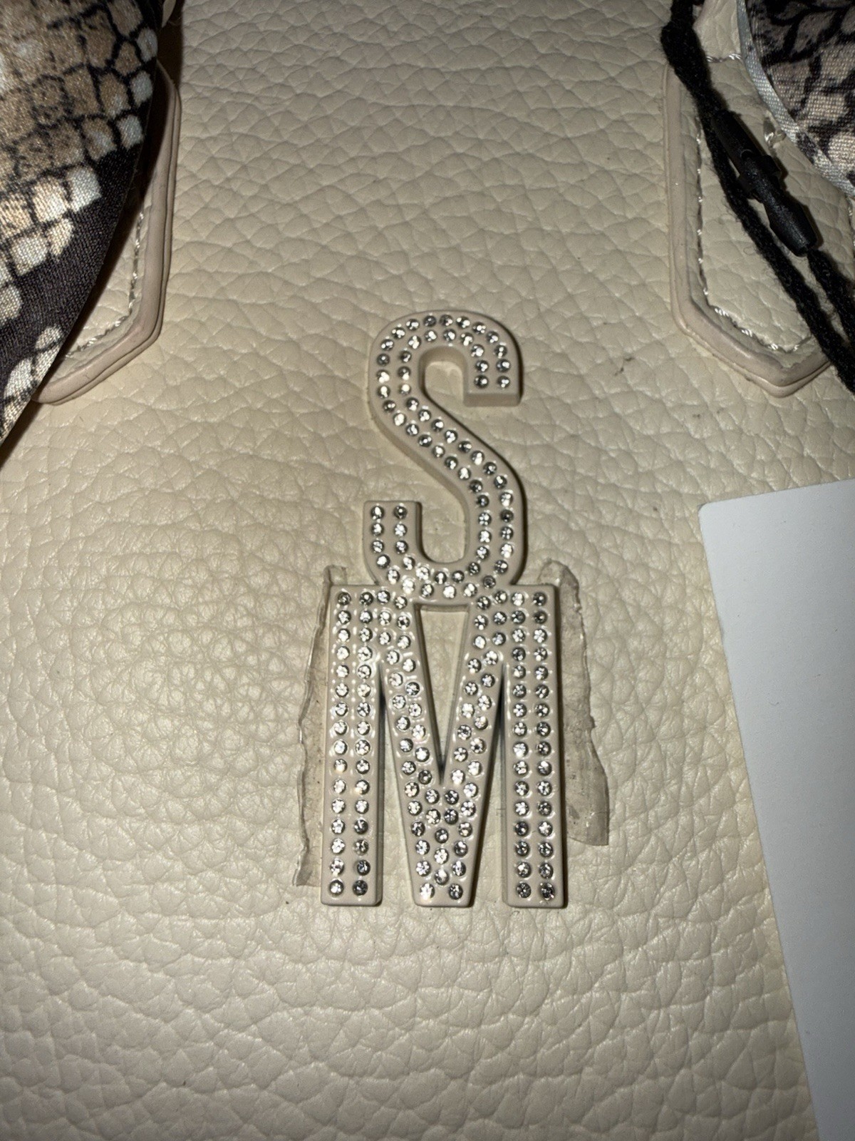 Steve Madden Ivory Small Pebbled Satchel Top Handle Zip, Detachable Strap, Logo