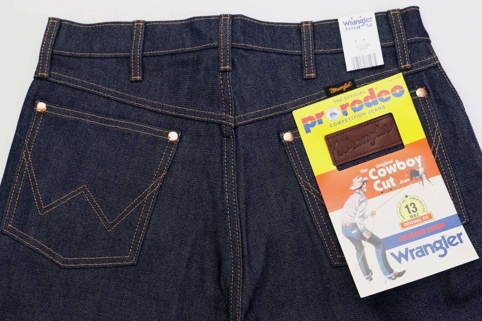 Wrangler 13MWZ Men’s Jeans 100% Cotton Selvedge Denim Broken Twill Dark Indigo