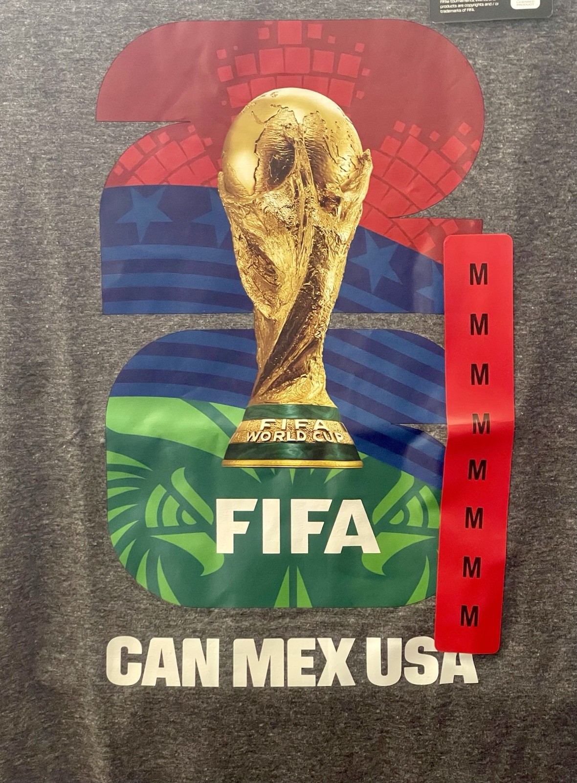 FIFA World Cup Official Licensed 2026 Dark Gray Soccer Fan T Shirt NWT