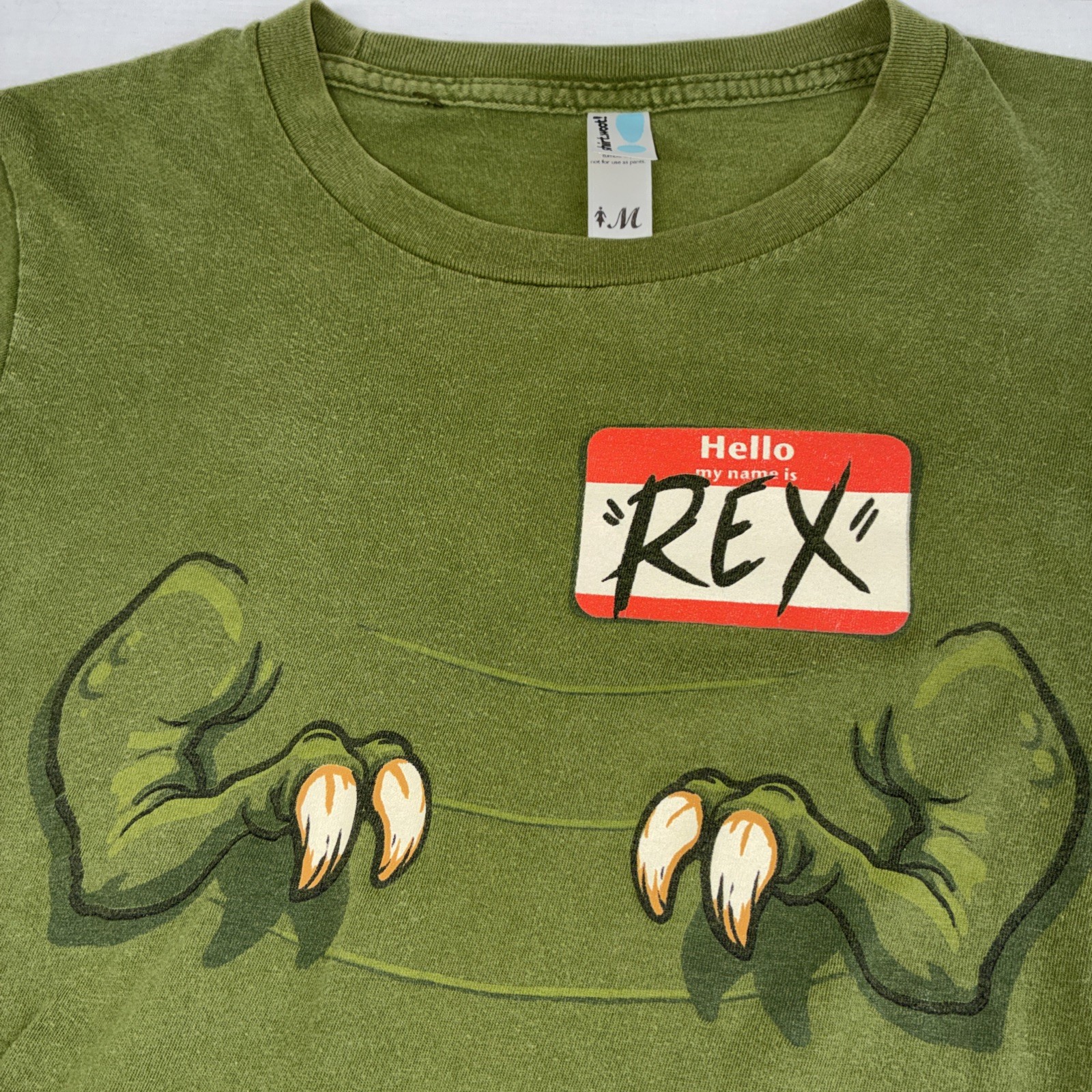 Women’s T Shirt MED – Green – My Name is Rex – PRE-OWNED GOOD