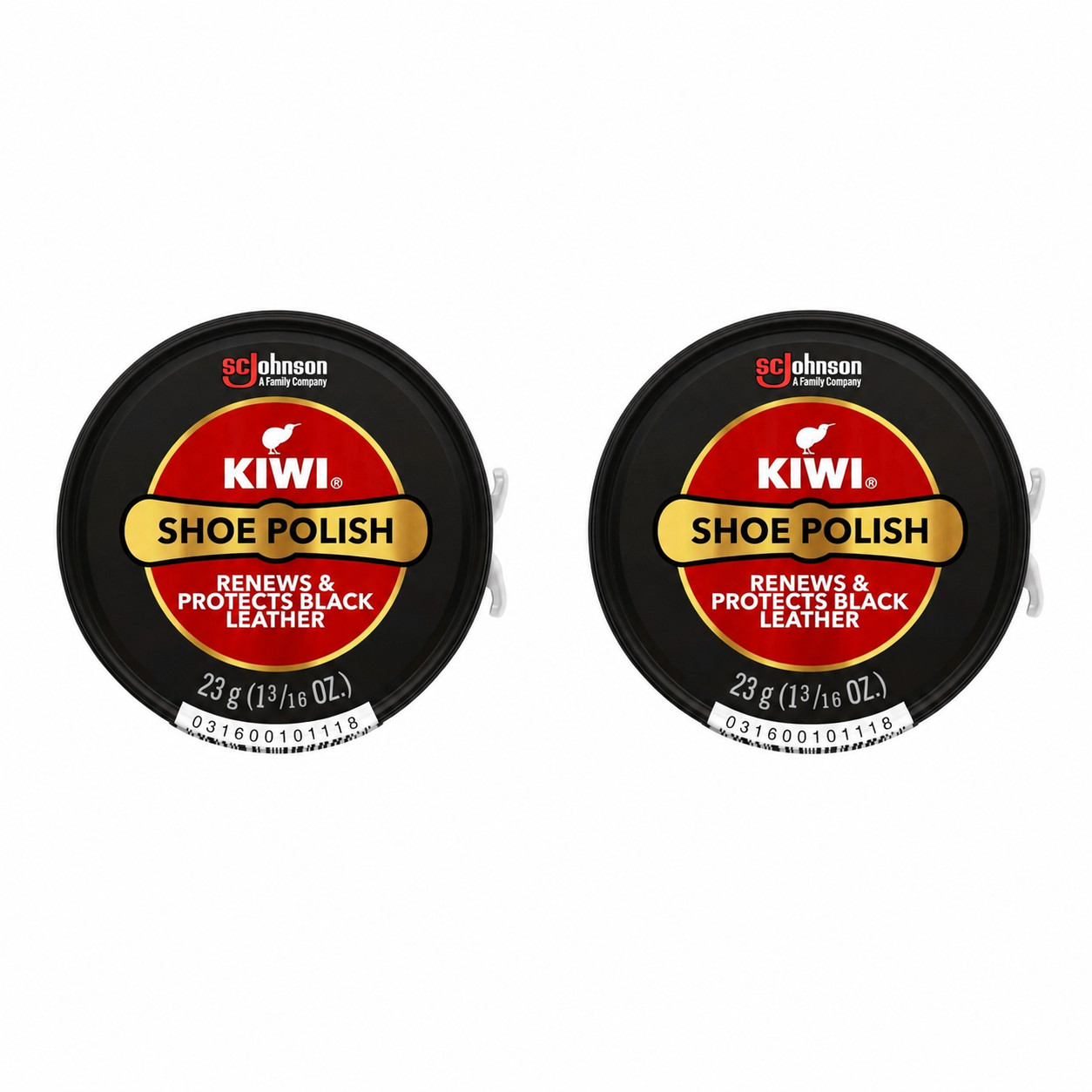 Kiwi Black Shoe Polish Leather Care 2 Tins 32g 1.13oz Shines Renews & Protects
