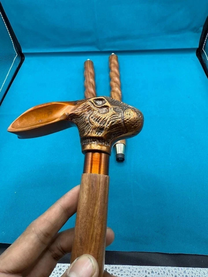 Antique Style Rabbit Handle Cane Stick Victorian Wooden Walking Stick Cane Gift