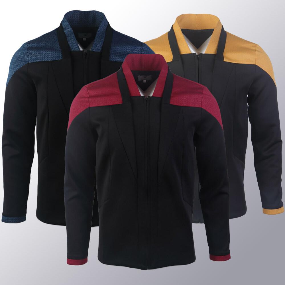 For Picard 3 Red Geordi Gold Blue Dress Uniform Starfleet Jacket Shirts Costume