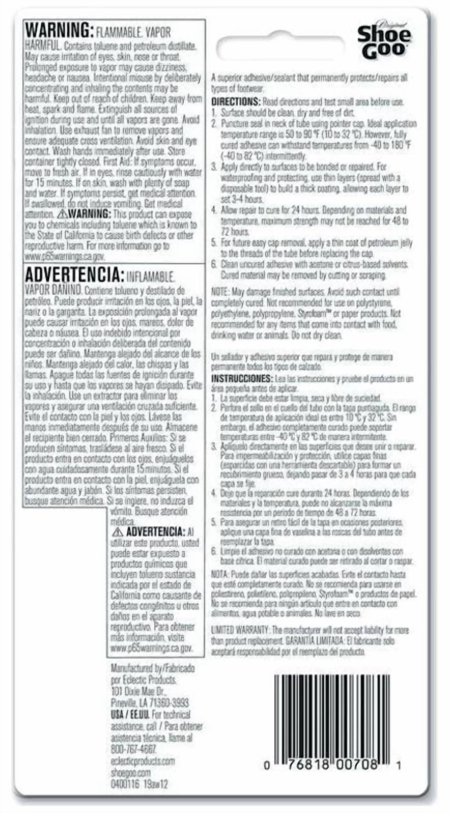 Shoe Goo Adhesive Glue, Shoe Repair, Clear, 110010, 3.7 Fl. Oz.
