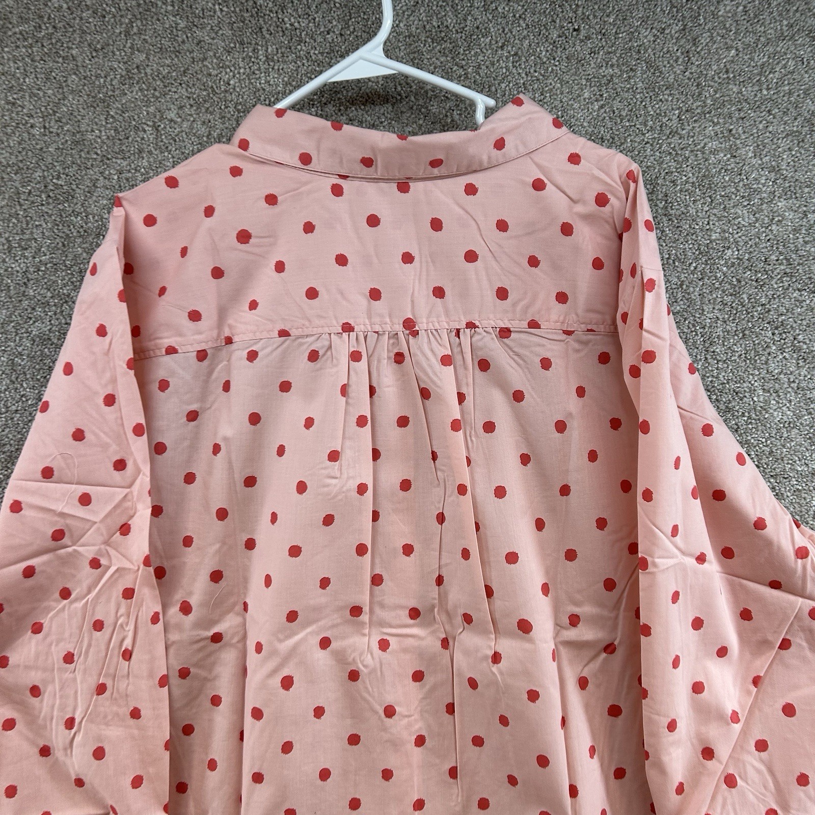 NWOT Roman’s Women’s Button Front Shirt Size 36W Pink Red Polka Dot Blouse Plus
