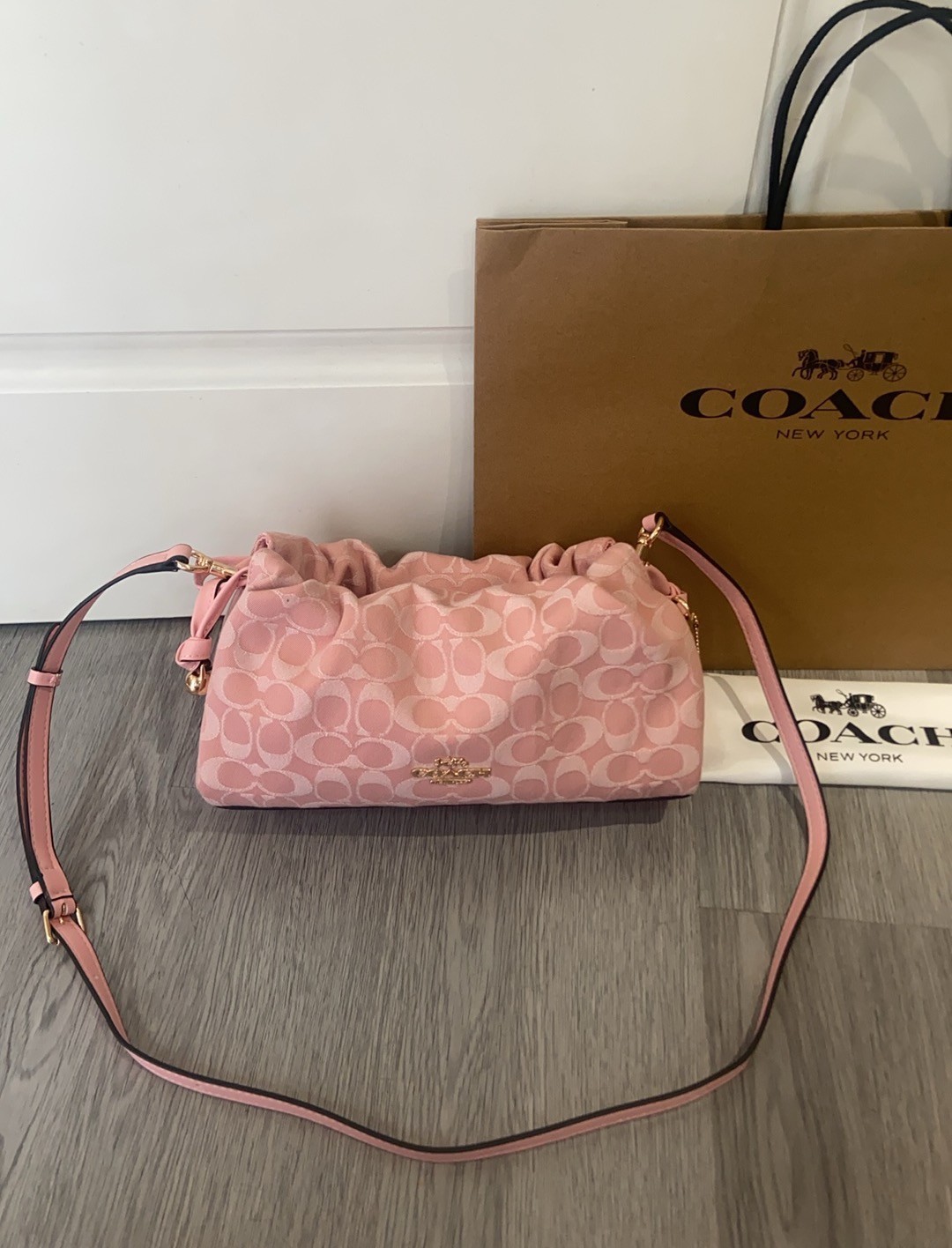 COACH Faye Shoulder Bag Signature Denim Light Pink CER68 IMNH1 Auth New