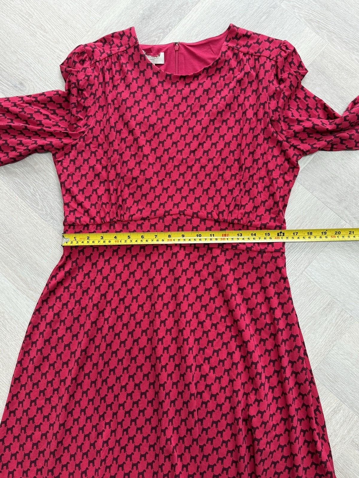 Hobbs Indi Jersey Dress in Berry Red/Black Dog Print UK14 RRP£89 NEW