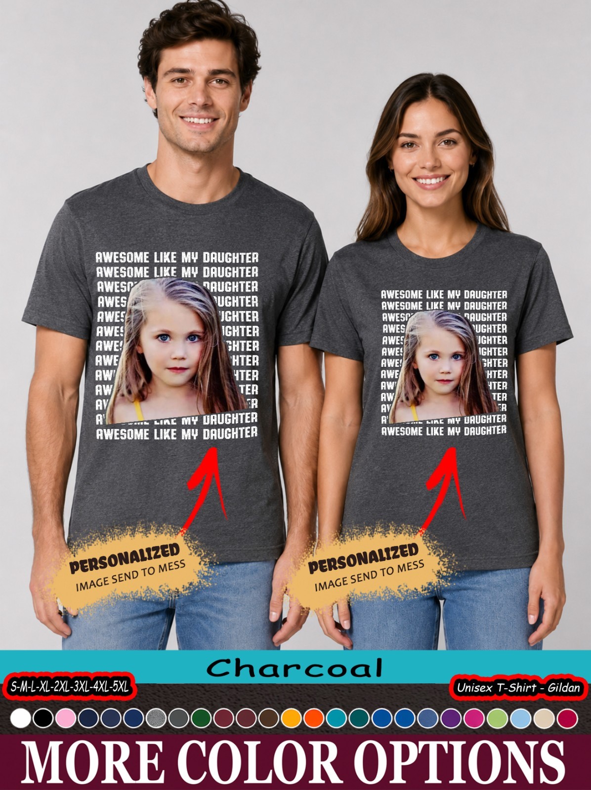 Custom Photo Awesome Like My Daughter Tee, Funny Dad Daughter Matching Family