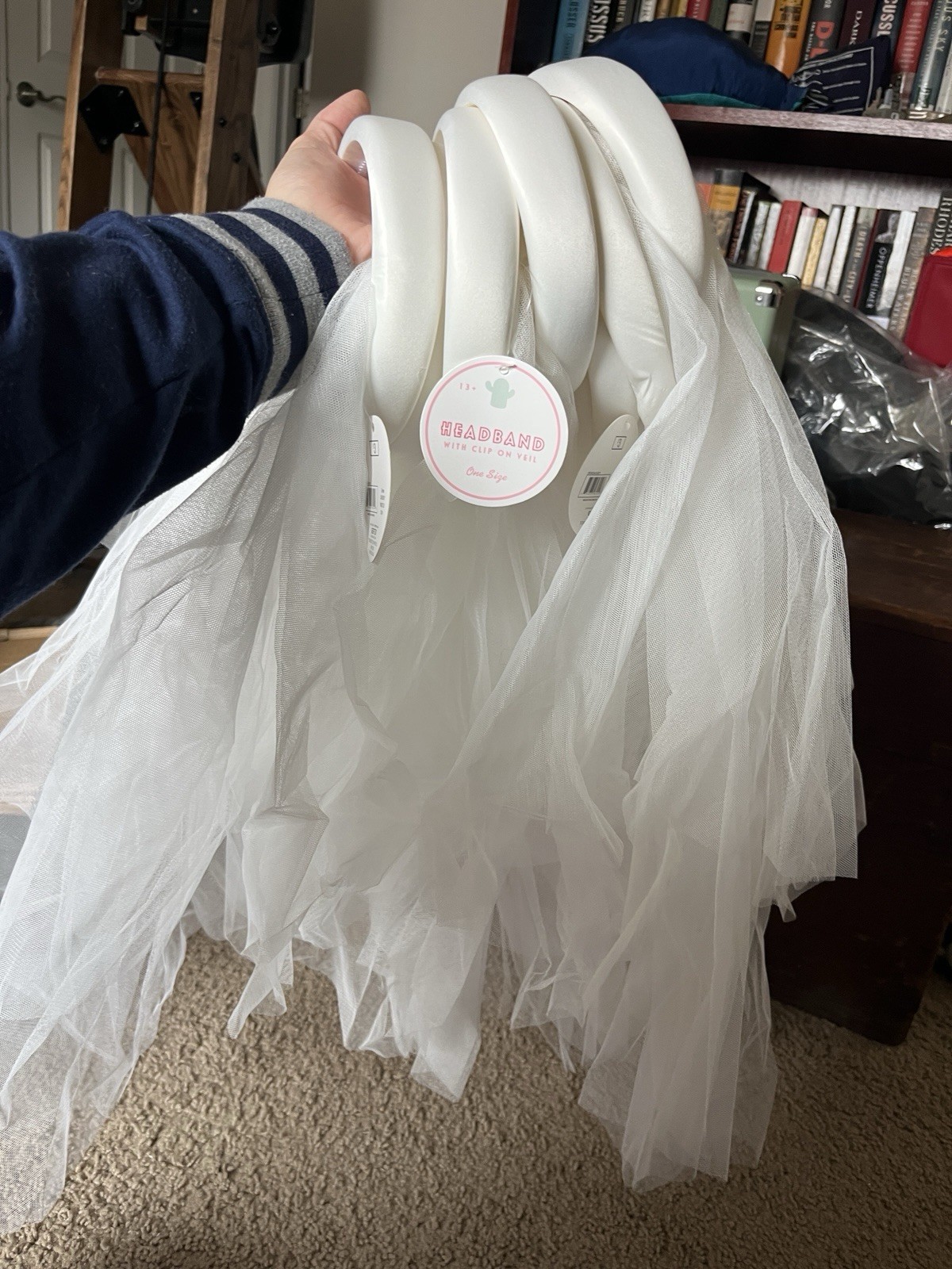Bachelorette Thick White Wedding Headband with Removable Veil NWT