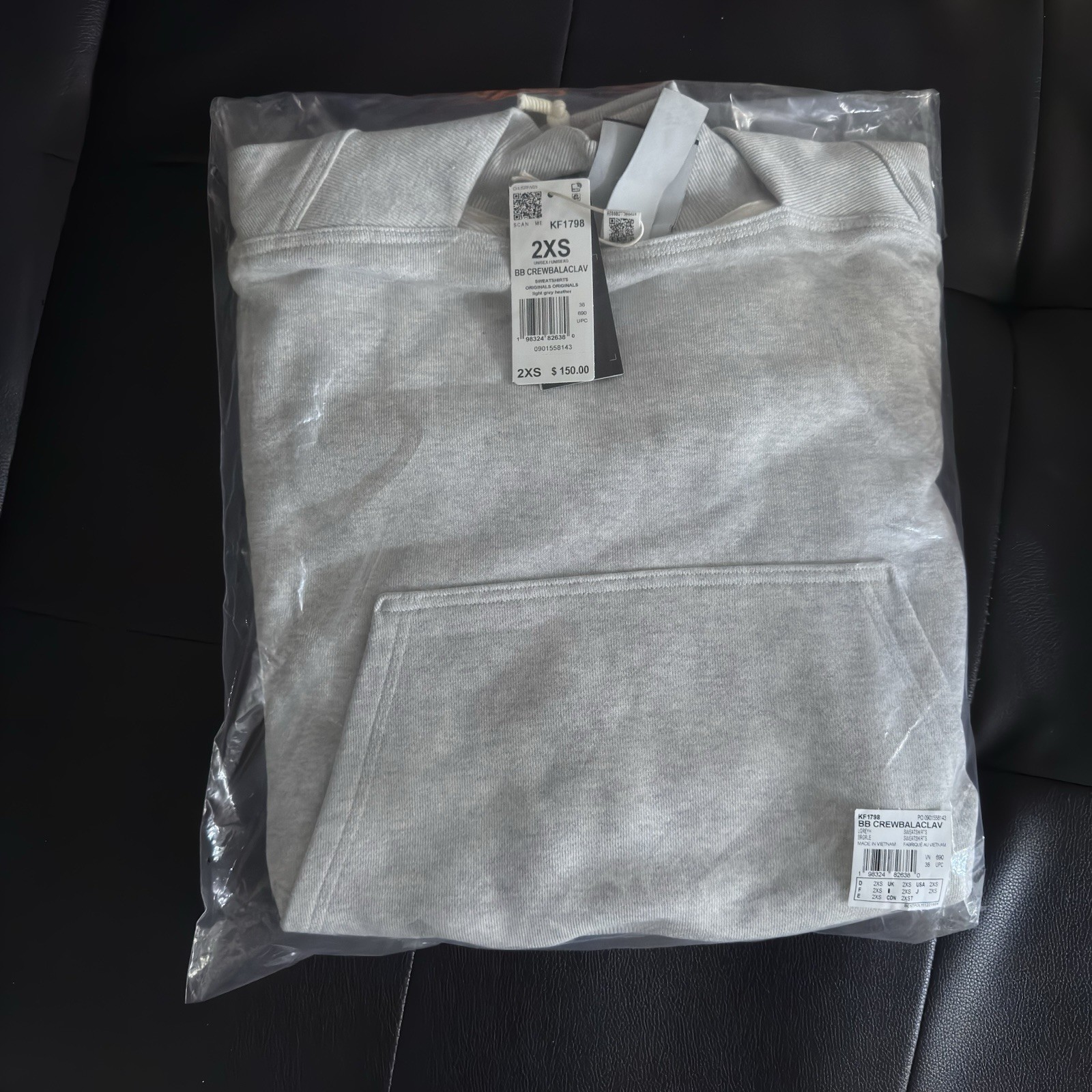 BAD BUNNY CREWNECK & HOODED BALACKLAVA LIGHT GREY XS IN HAND FAST SHIPPING