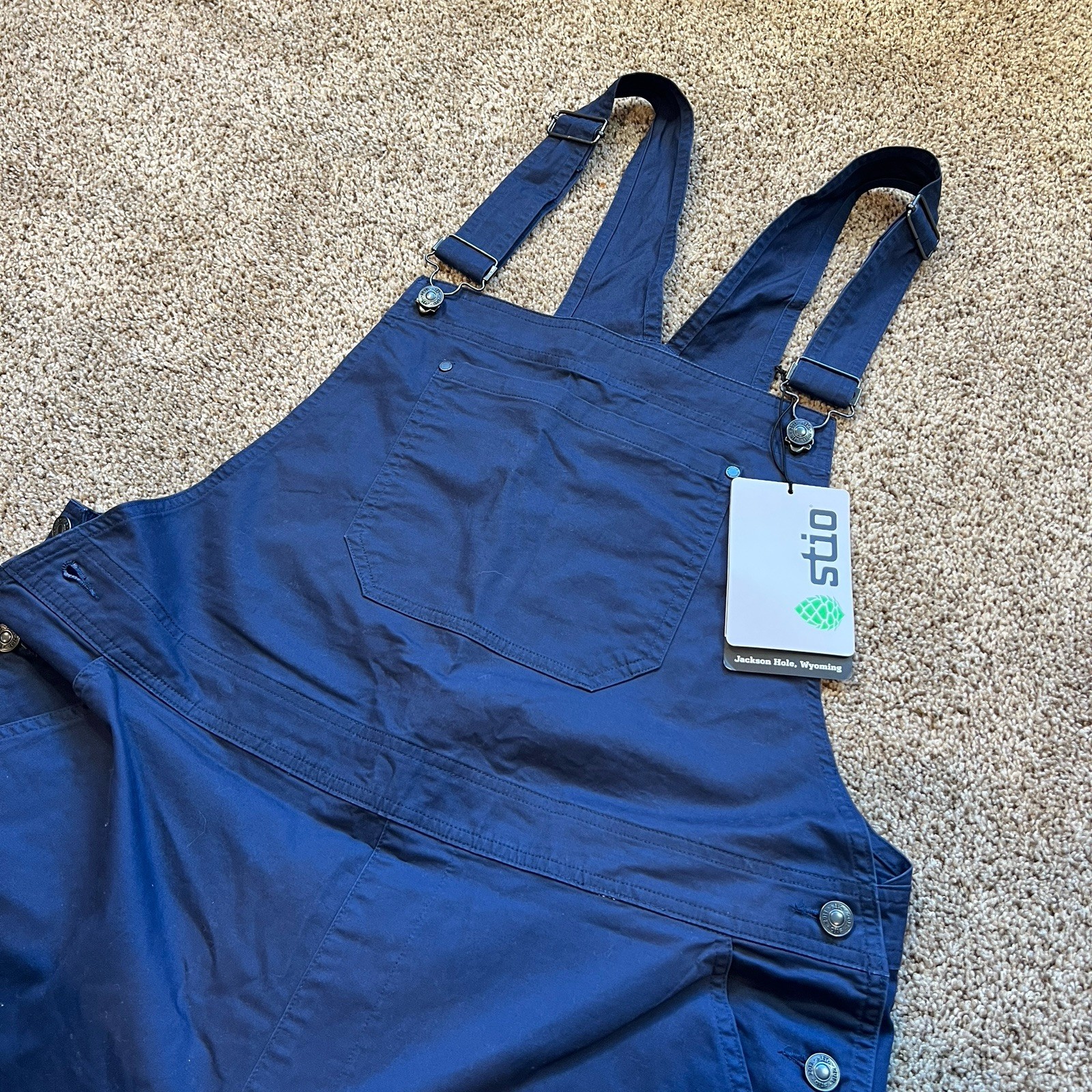 Stio Women’s Rivet Twill Regular Fit Overall CD4 Mountain Shadow XL x 28″ NWT