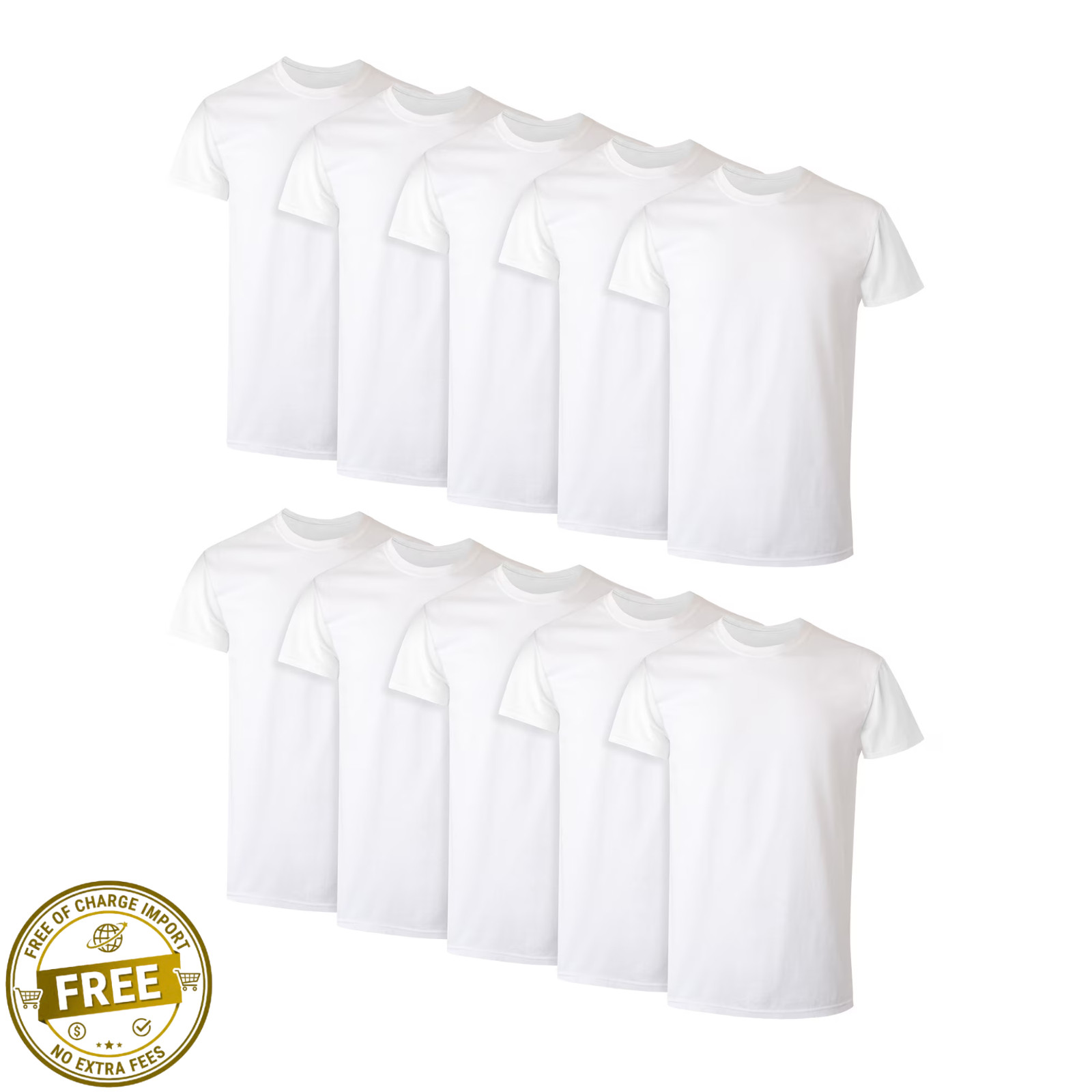10 Pack Hanes Men’s Super Value Pack White Crew T-Shirt Undershirts, Comfortable
