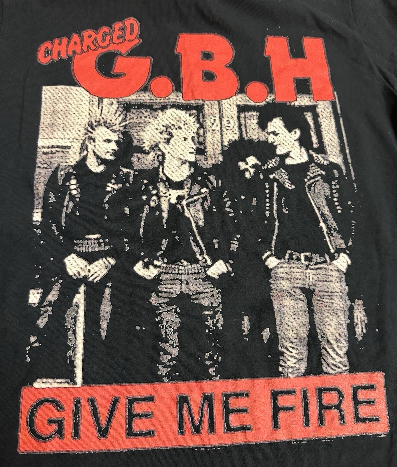 GBH Punk Band Ladie’s Retro Style Heavy Cotton Black Short Sleeve T shirt Size M