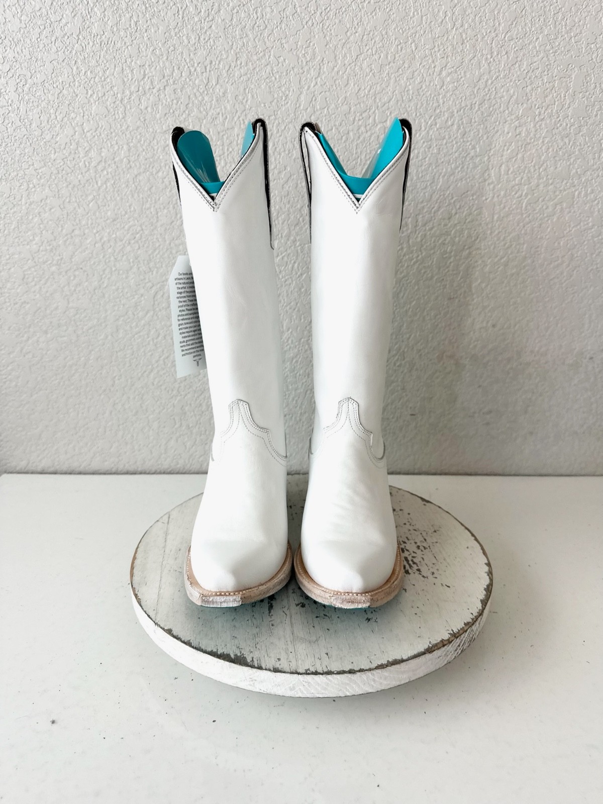 Lane EMMA JANE White Cowboy Boots Western Cowgirl Mid Calf Tall Snip Toe Sz 7