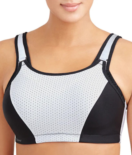 Glamorise Sports Bra 32B Underwire High Support Custom Control Black White 9166