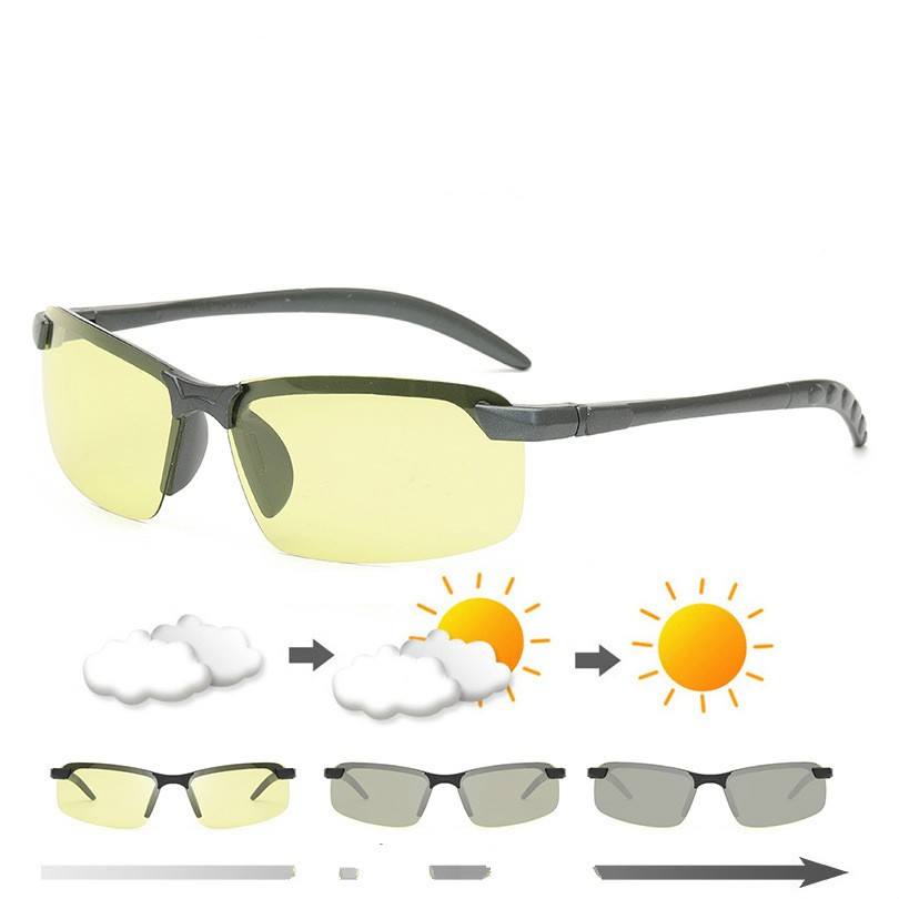 Photochromic polarized sunglasses UV400 drive fishing night vision sunglasses