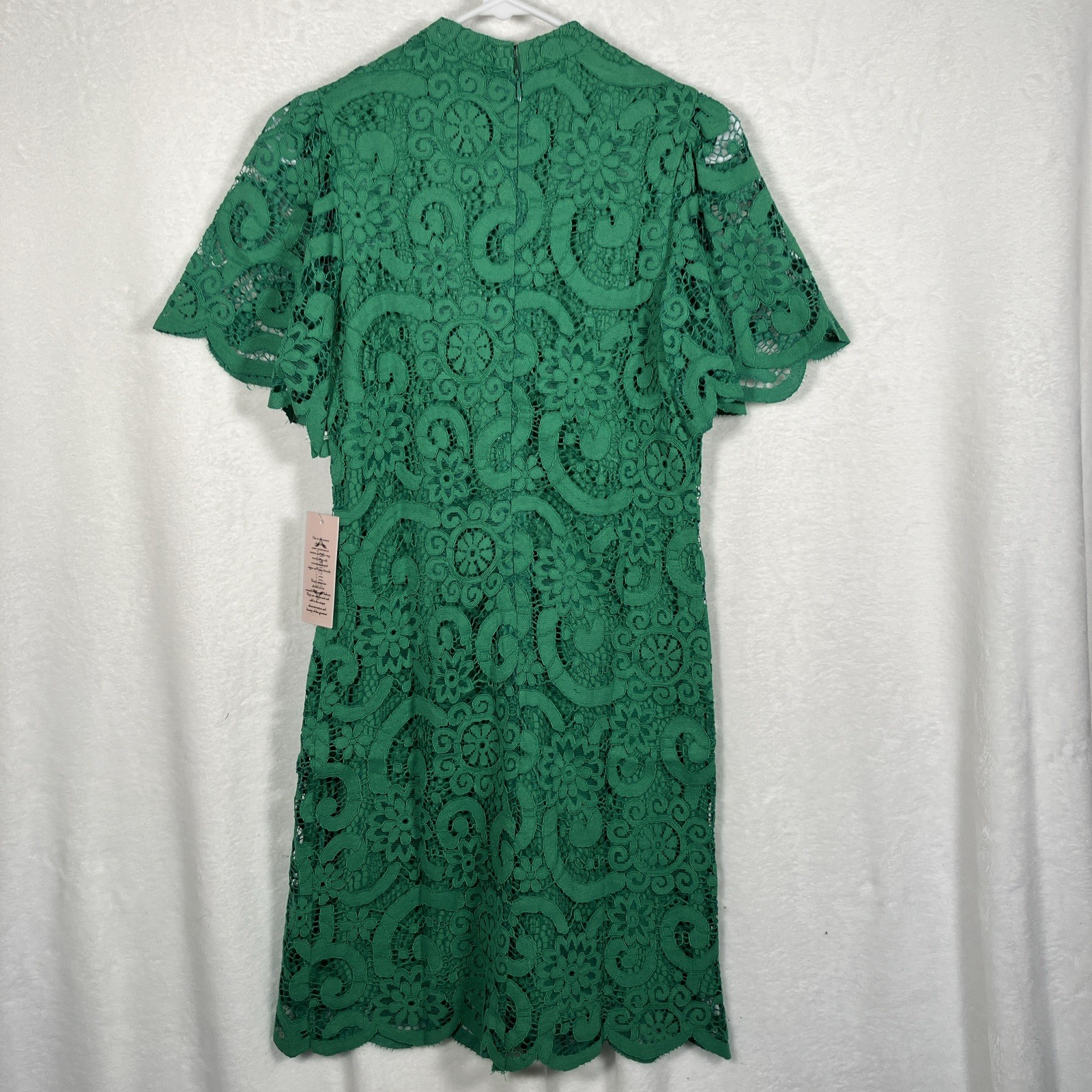 Nanette Lepore Green Lace A-Line Dress Size 2 Mock Neck Knee Length NEW