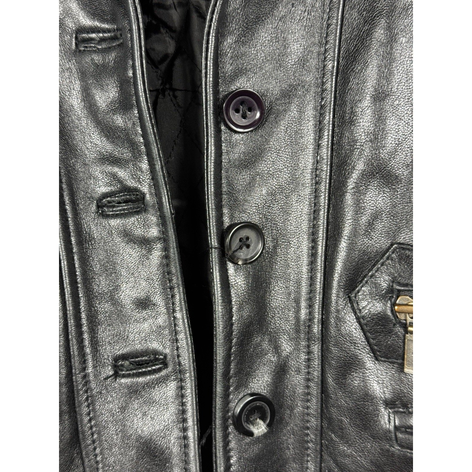 Vtg Superior NY Collection Black Leather Jacket Women’s L Quilted Lining USA