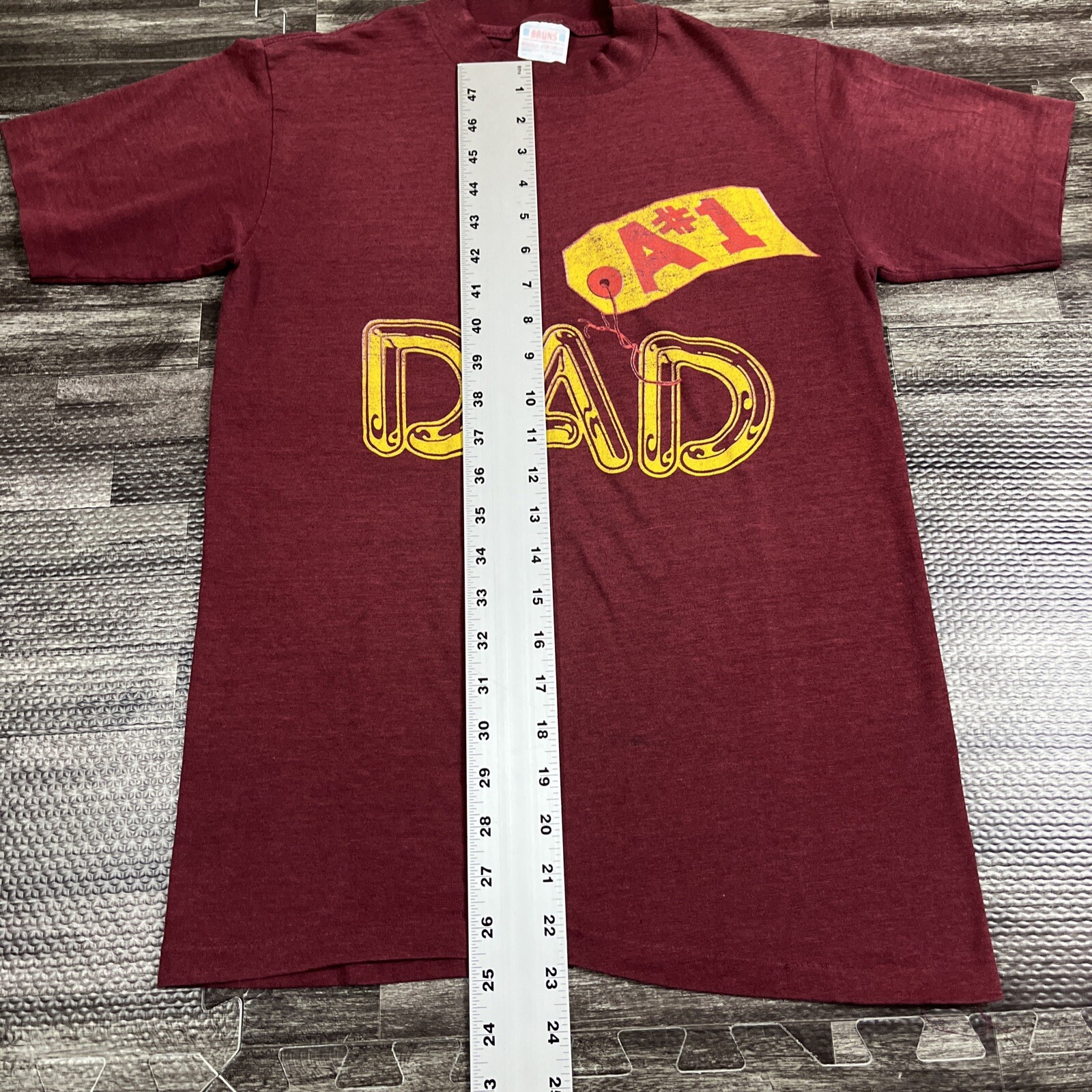 Vintage 1980s #1 Dad Graphic Tshirt Burgundy Medium VTG Casual