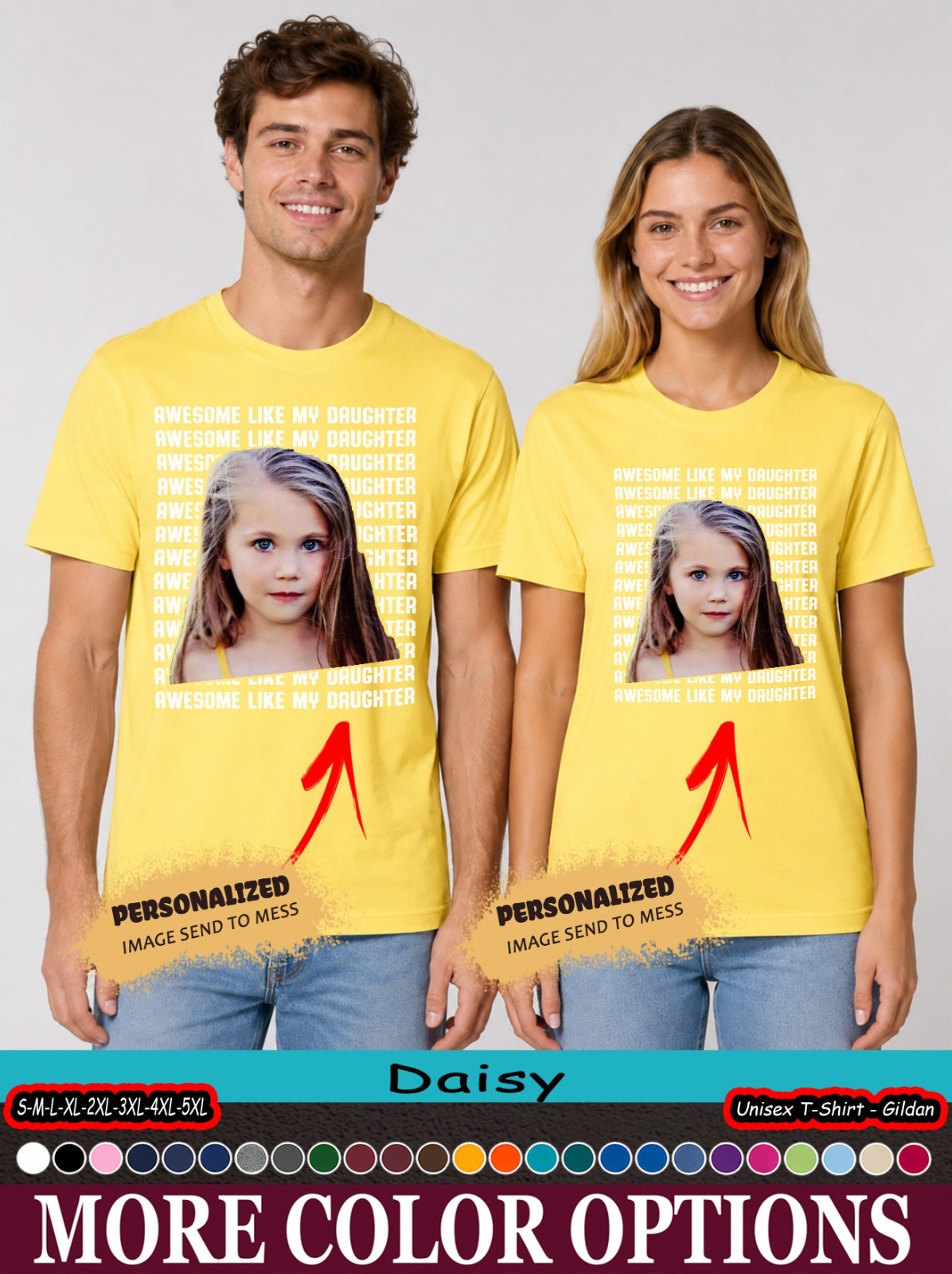 Custom Photo Awesome Like My Daughter Tee, Funny Dad Daughter Matching Family