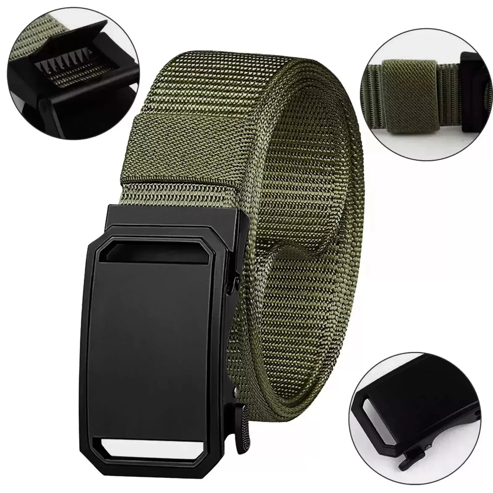Mens Ratchet Belt Nylon Web Belts for with Automatic Slide Buckle Tactical belt