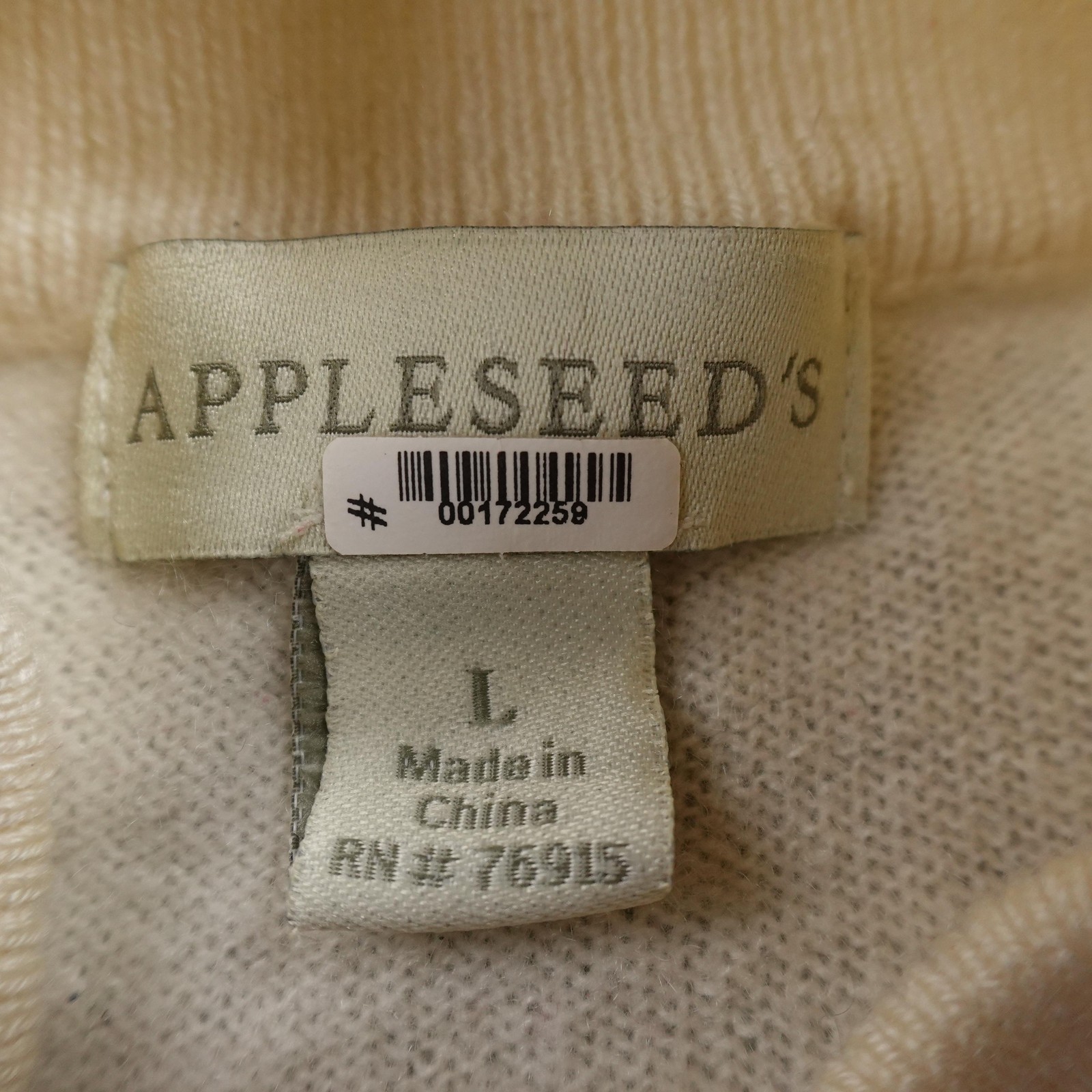 Appleseeds Sweater Womens L White Cashmere Mock Neck Pullover Knit Cozy Soft