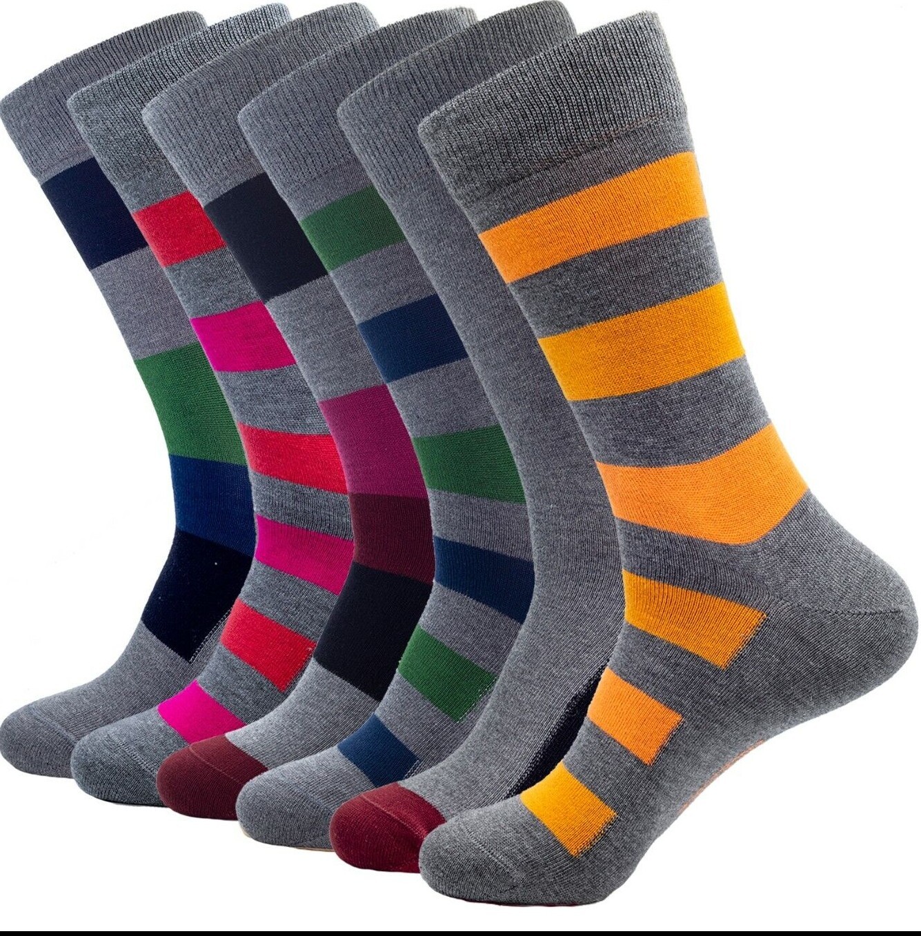 6 Pair Men’s Bamboo Thin Crew Socks Black Grey Multipacks Super Soft Breathable